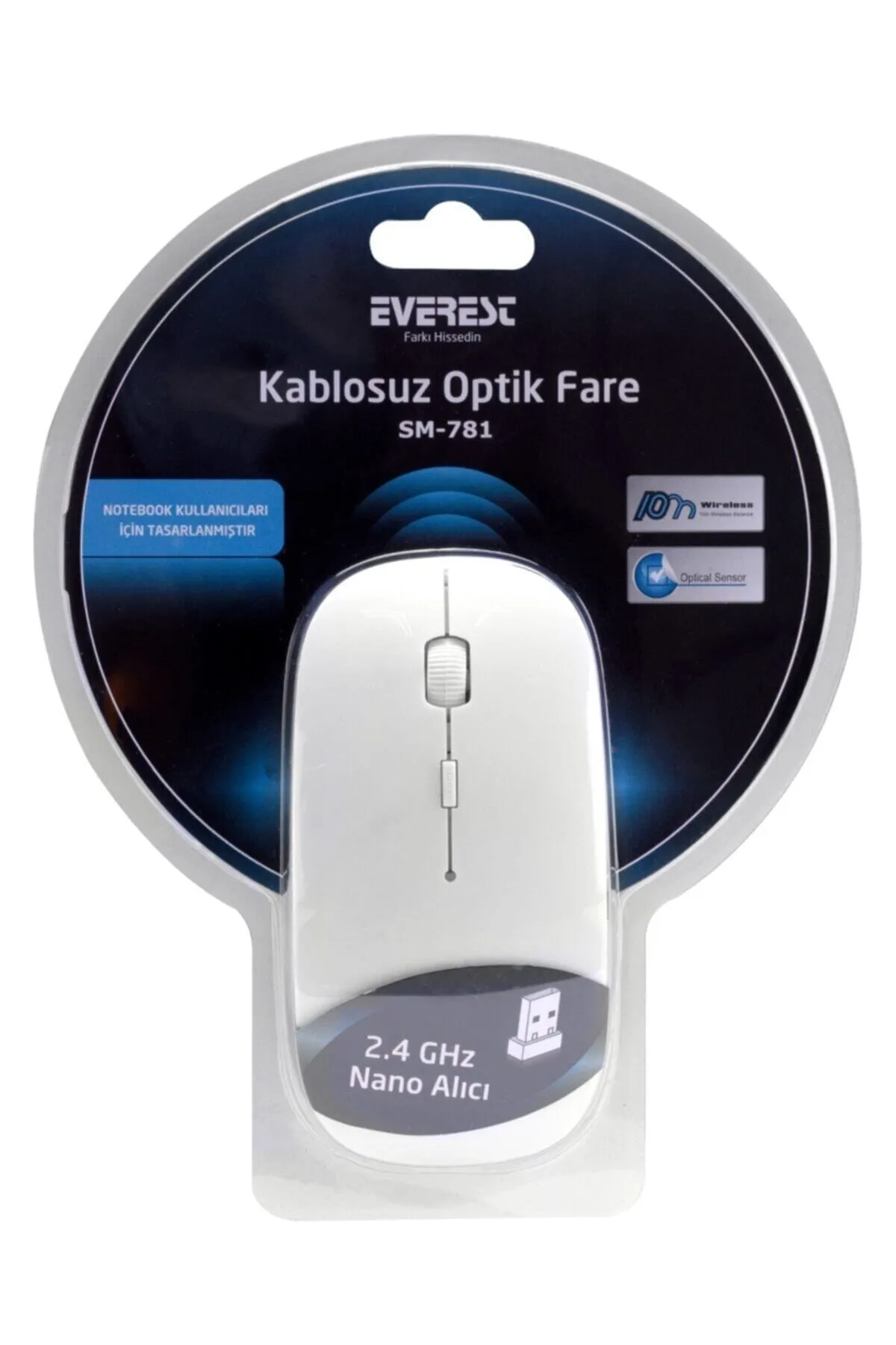 Everest SM-781 Beyaz Optik Nano Receive Kablosuz Mouse