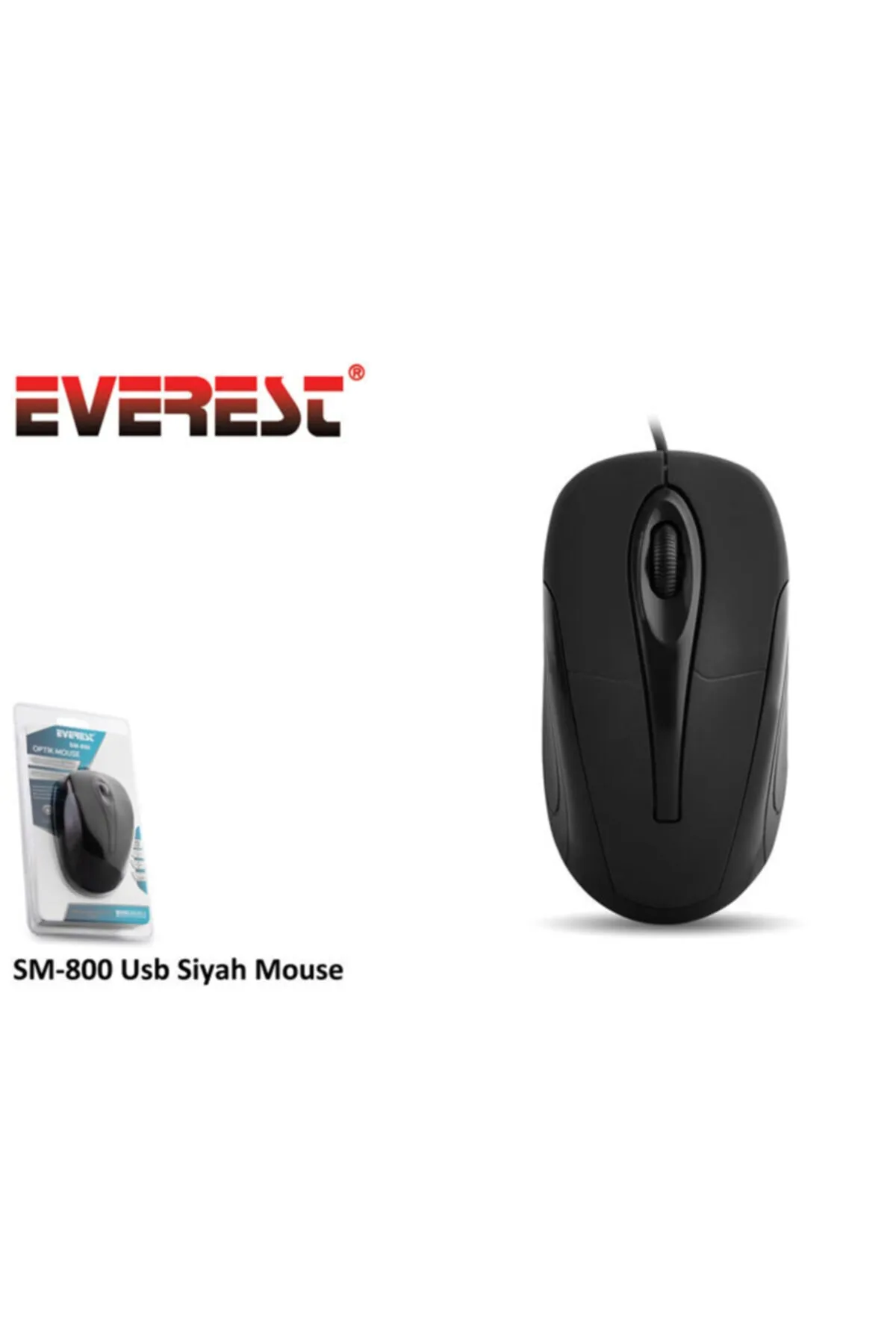 Everest Sm-800 Siyah Usb Kablolu Optik Mouse 1000 Dpı 3 Buton Modern Tasarım 431550