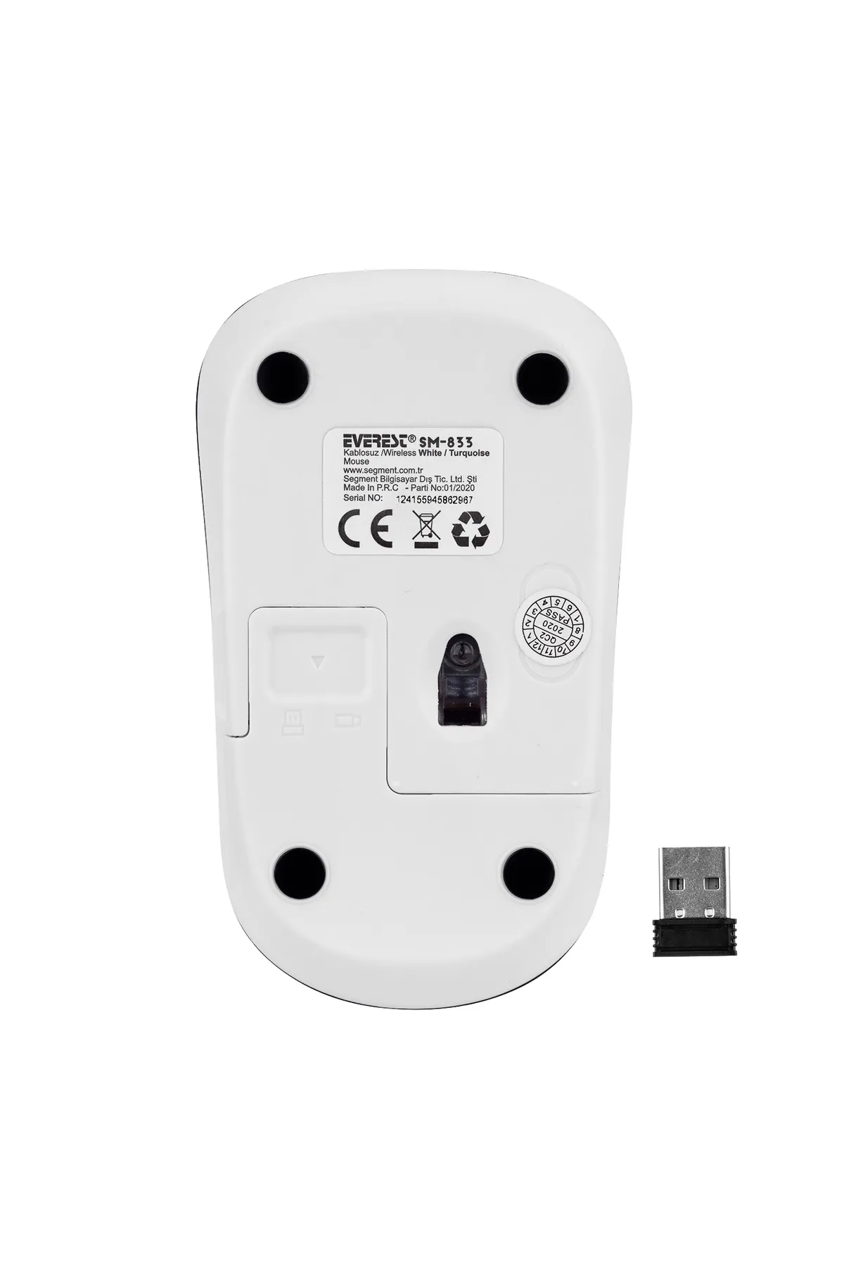 Everest Sm-833 Usb Beyaz/turkuaz 1200dpi Optik Kablosuz Mouse