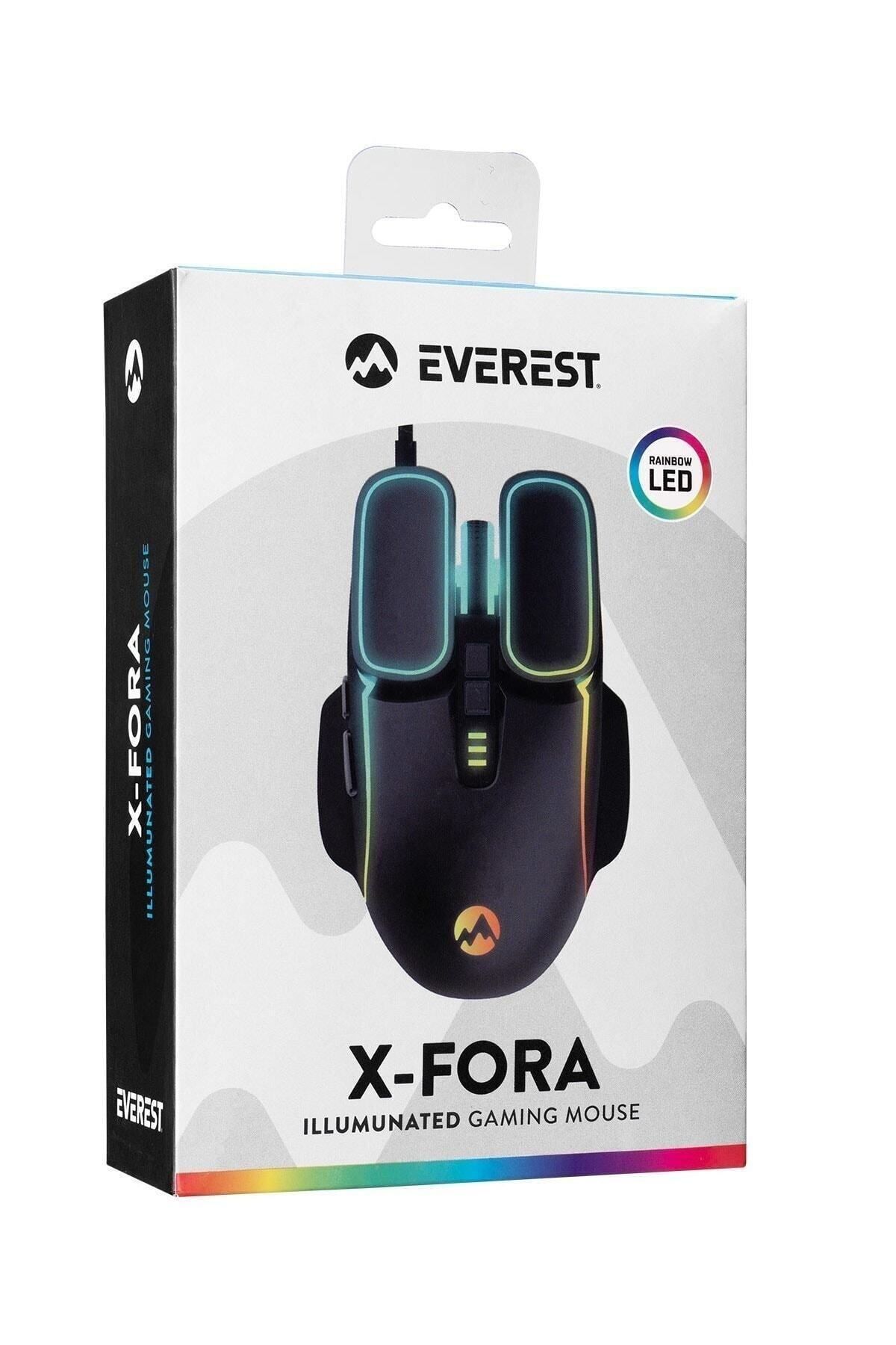 Everest Sm-g55 X-fora Led Işıklı Gökkuşağı Aydınlatmalı 7200dpı Oyuncu Mouse (Everest Türkiye Garantili)