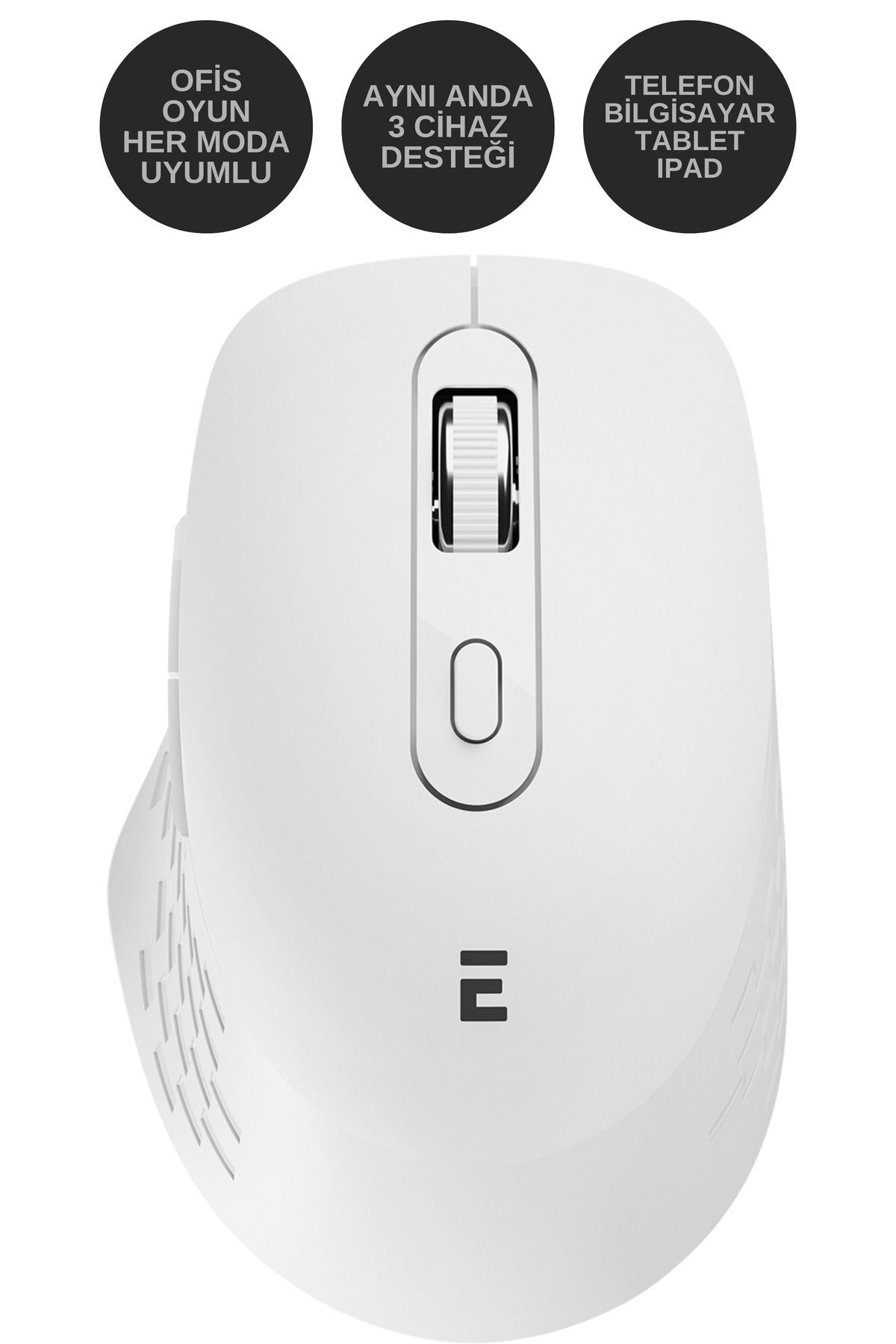 Everest Sm09 Beyaz 3 Cihaz Desteği 2.4G+BT1+BT2 Android-IosPc Uymlu Ofis-Oyun Bluetooth Mouse Kablosuz Mouse