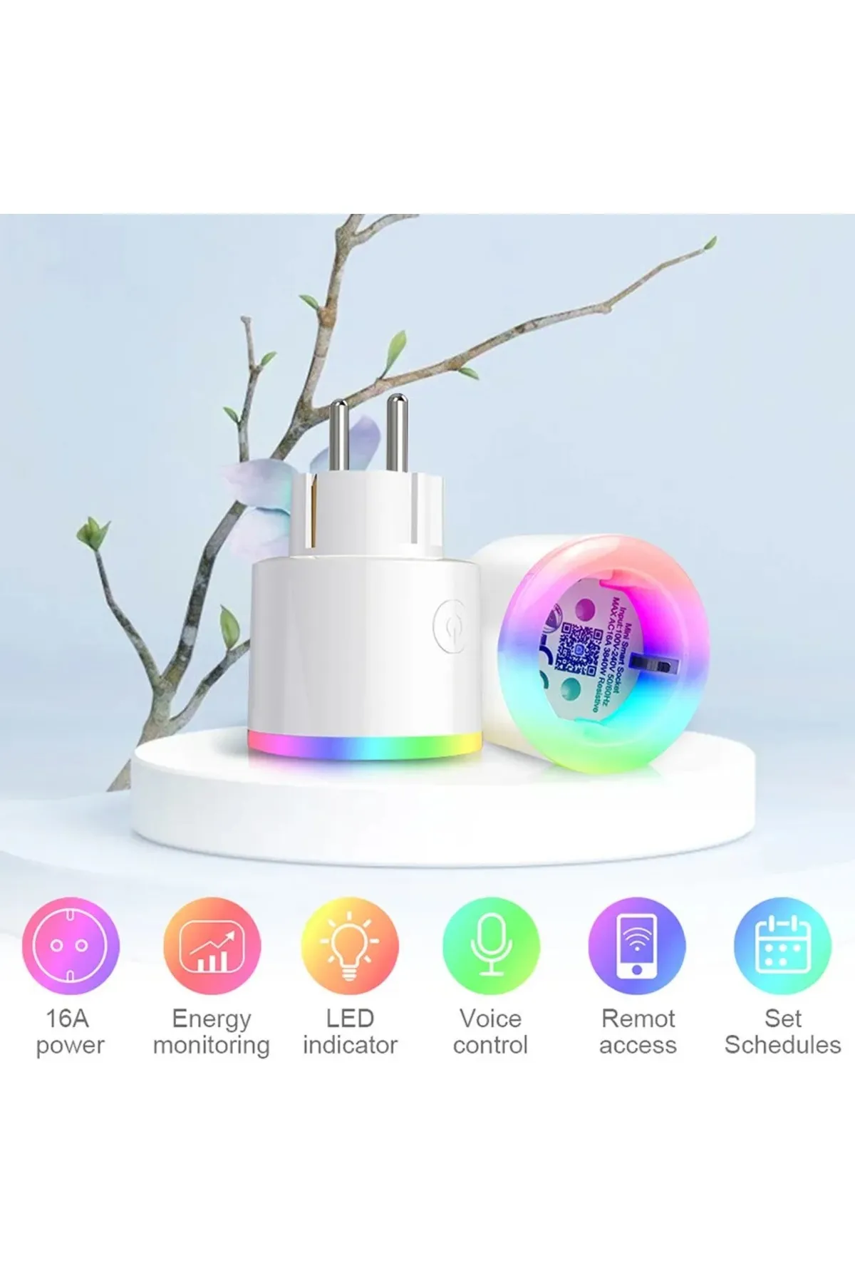 Fillikutum Smart Plug Akım Korumalı Akıllı Priz Rgb Işıklı 2.4 G Wifi