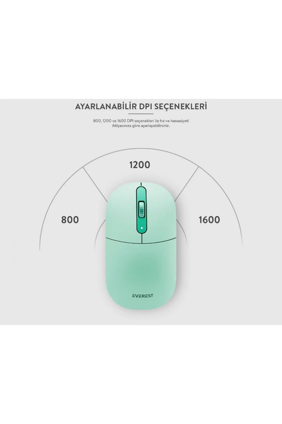 Everest Smw-384 2.4ghz Usb Kablosuz Sessiz Mouse Yeşil 3d Pilli 1600 Dpı Wireless | By Ramwhite