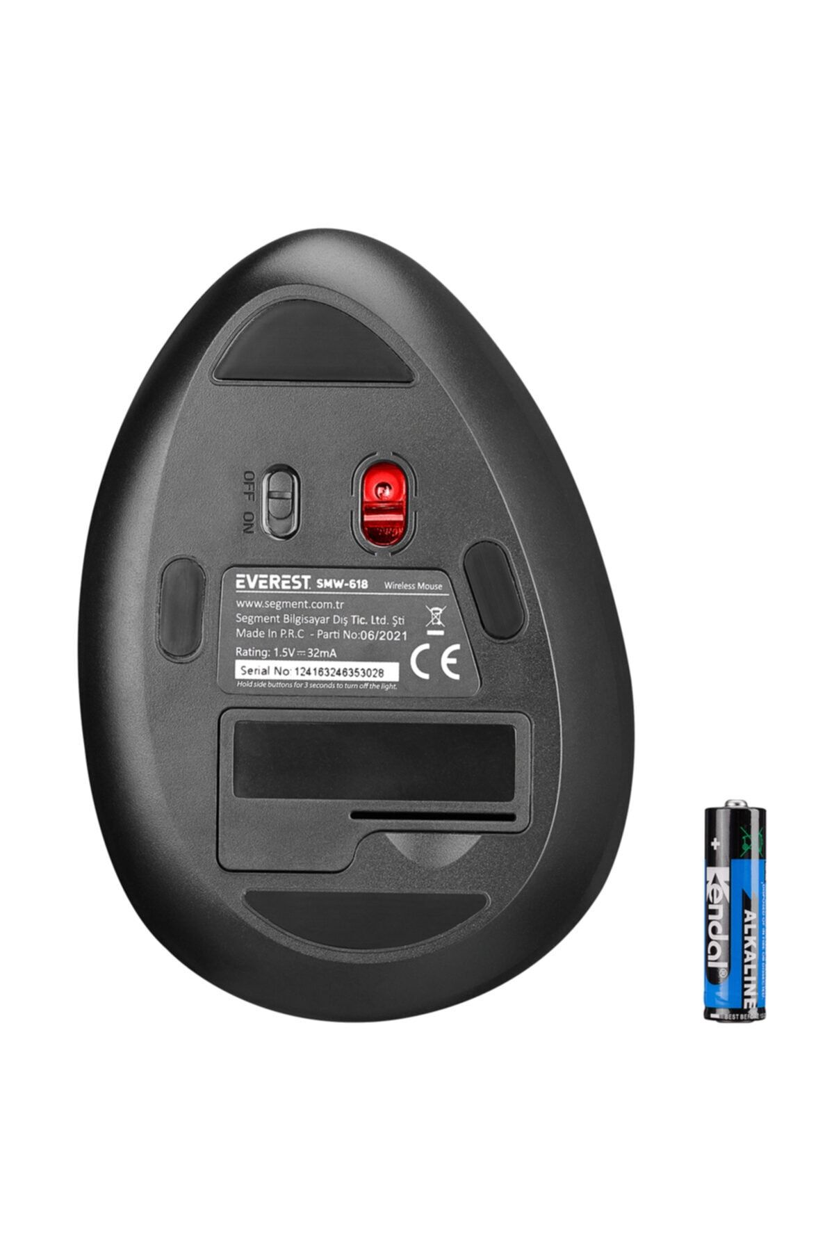 Everest Smw-618 Rgb Işıklı Ergonomik Dikey Tutuşlu Vertical Siyah Kablosuz Mouse