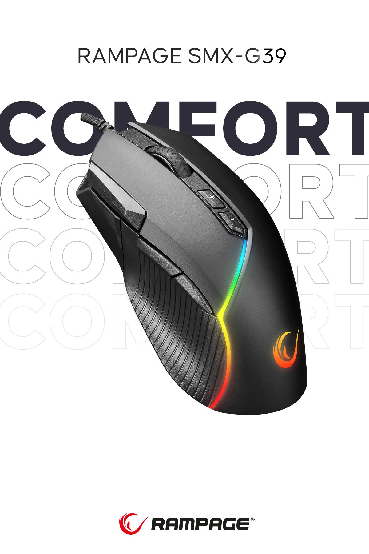 Rampage Smx-g39 Comfort Usb 8 Makro+extra Atış Tuşlu 12800dpi Rgb Ledli Gaming Oyuncu Mouse