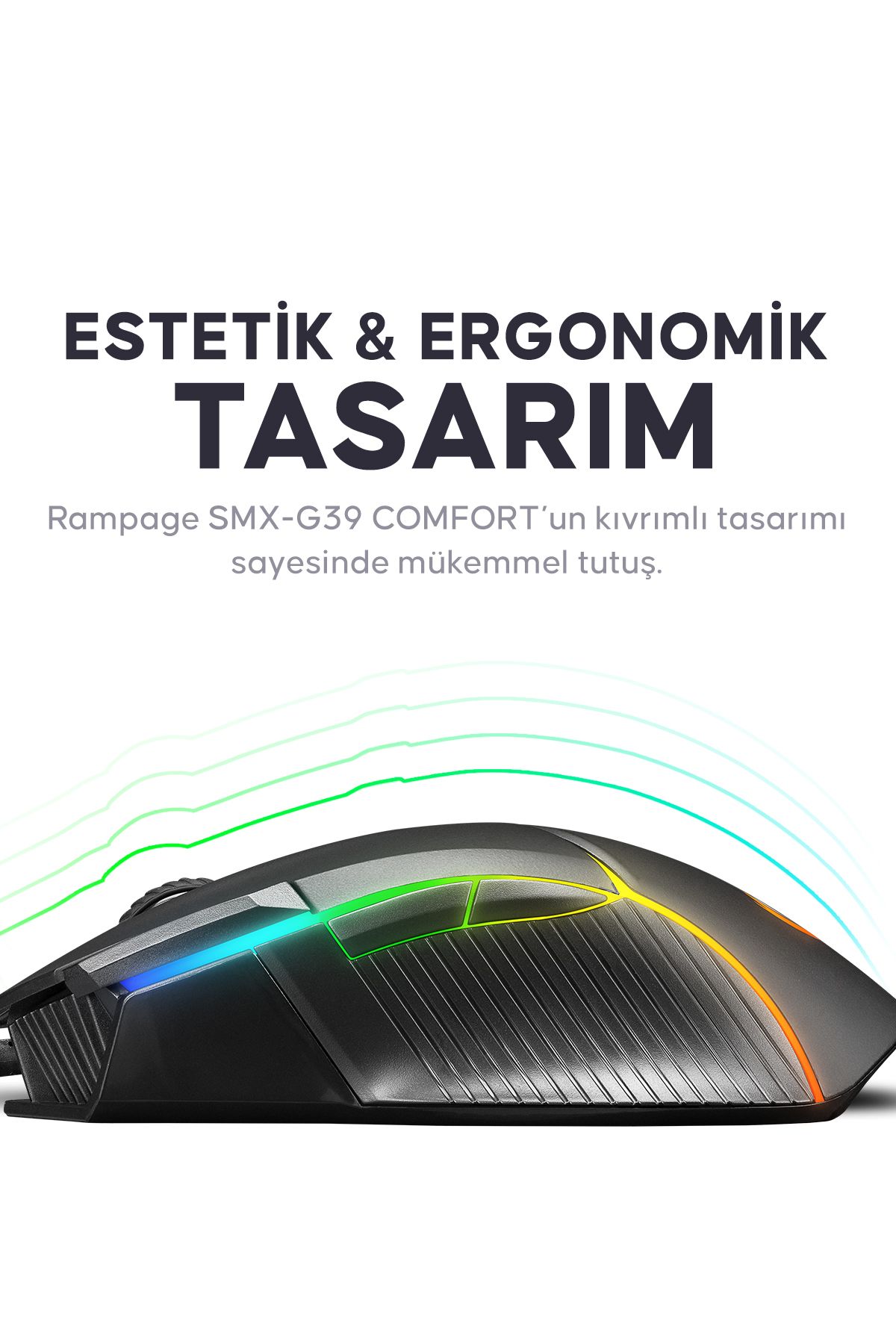 Rampage Smx-g39 Comfort Usb 8 Makro+extra Atış Tuşlu 12800dpi Rgb Ledli Gaming Oyuncu Mouse