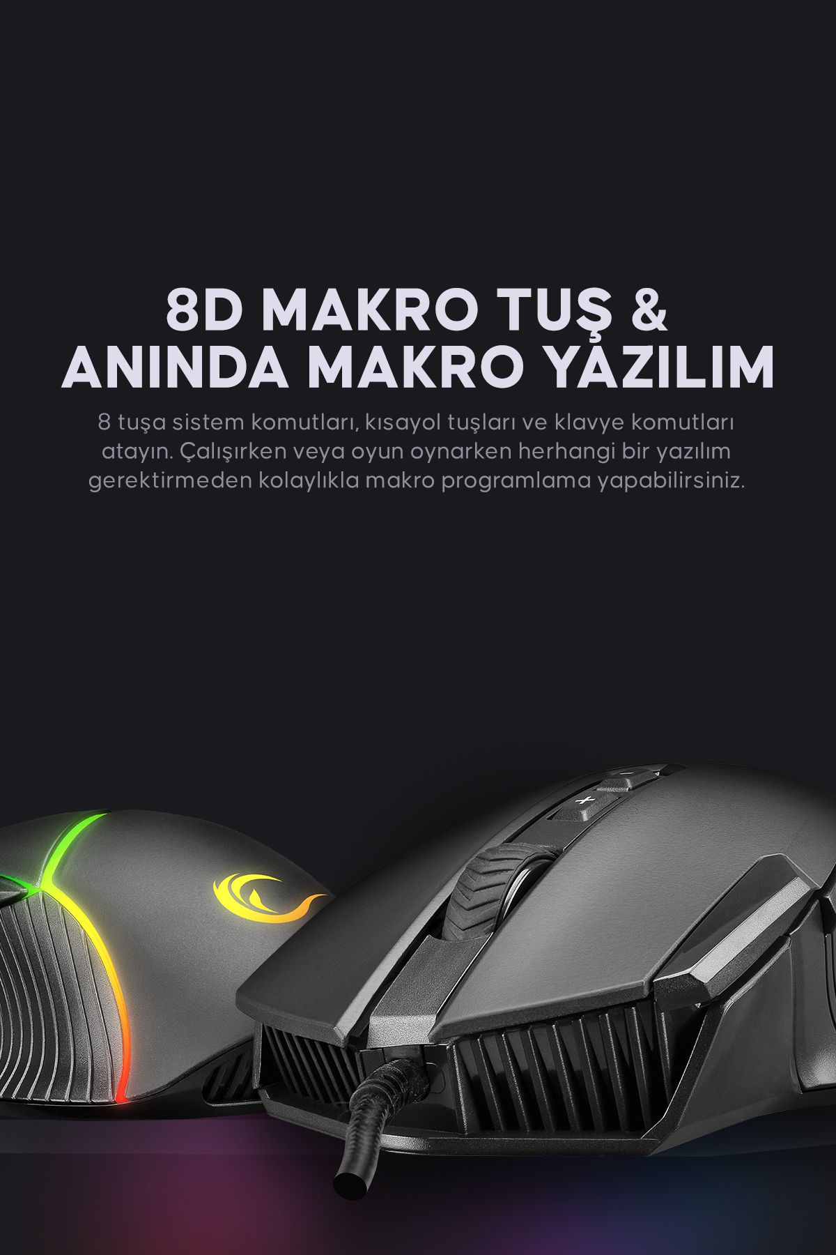 Rampage Smx-g39 Comfort Usb 8 Makro+extra Atış Tuşlu 12800dpi Rgb Ledli Gaming Oyuncu Mouse