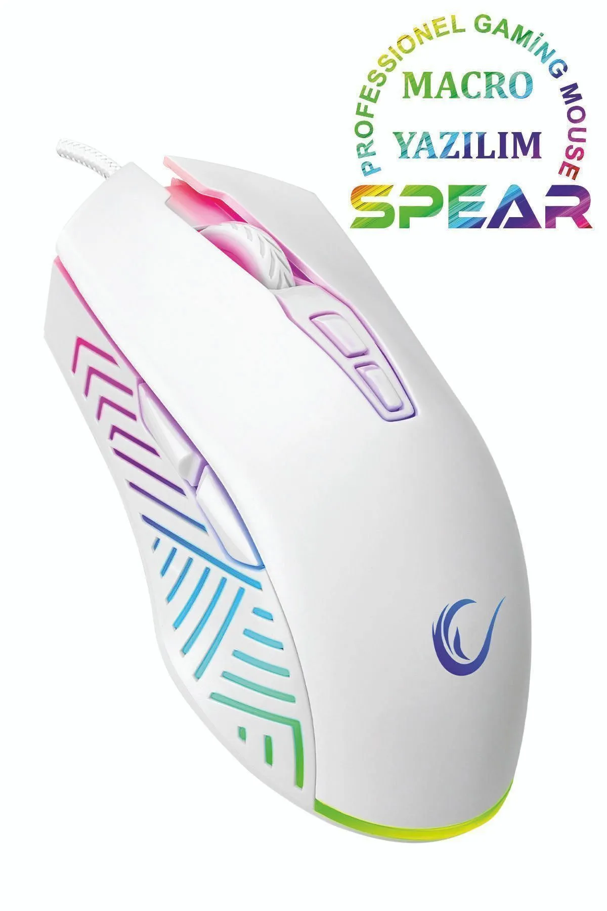 Rampage Smx-g68 Spear 7200 Dpı Rgb Ledli 7d Makrolu Beyaz Drag Clik Gaming Oyuncu Mouse