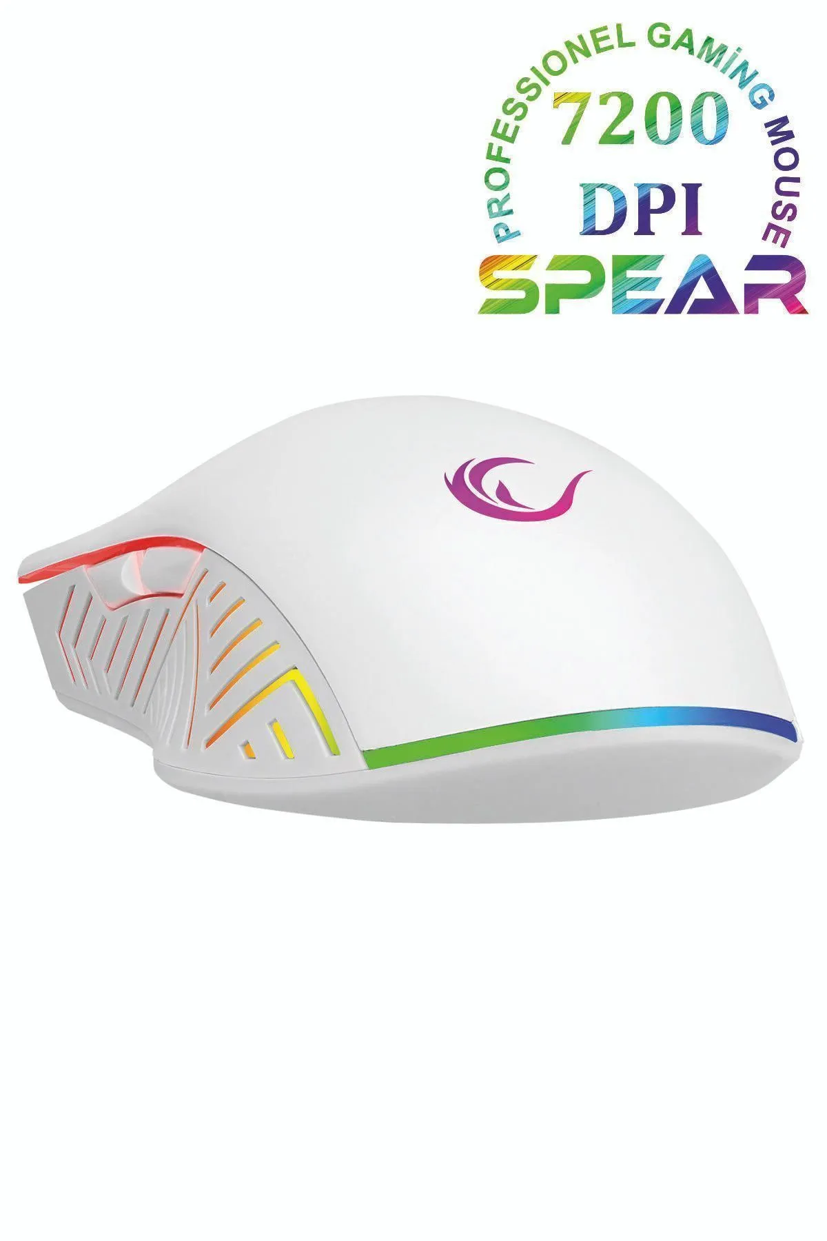 Rampage Smx-g68 Spear 7200 Dpı Rgb Ledli 7d Makrolu Beyaz Drag Clik Gaming Oyuncu Mouse