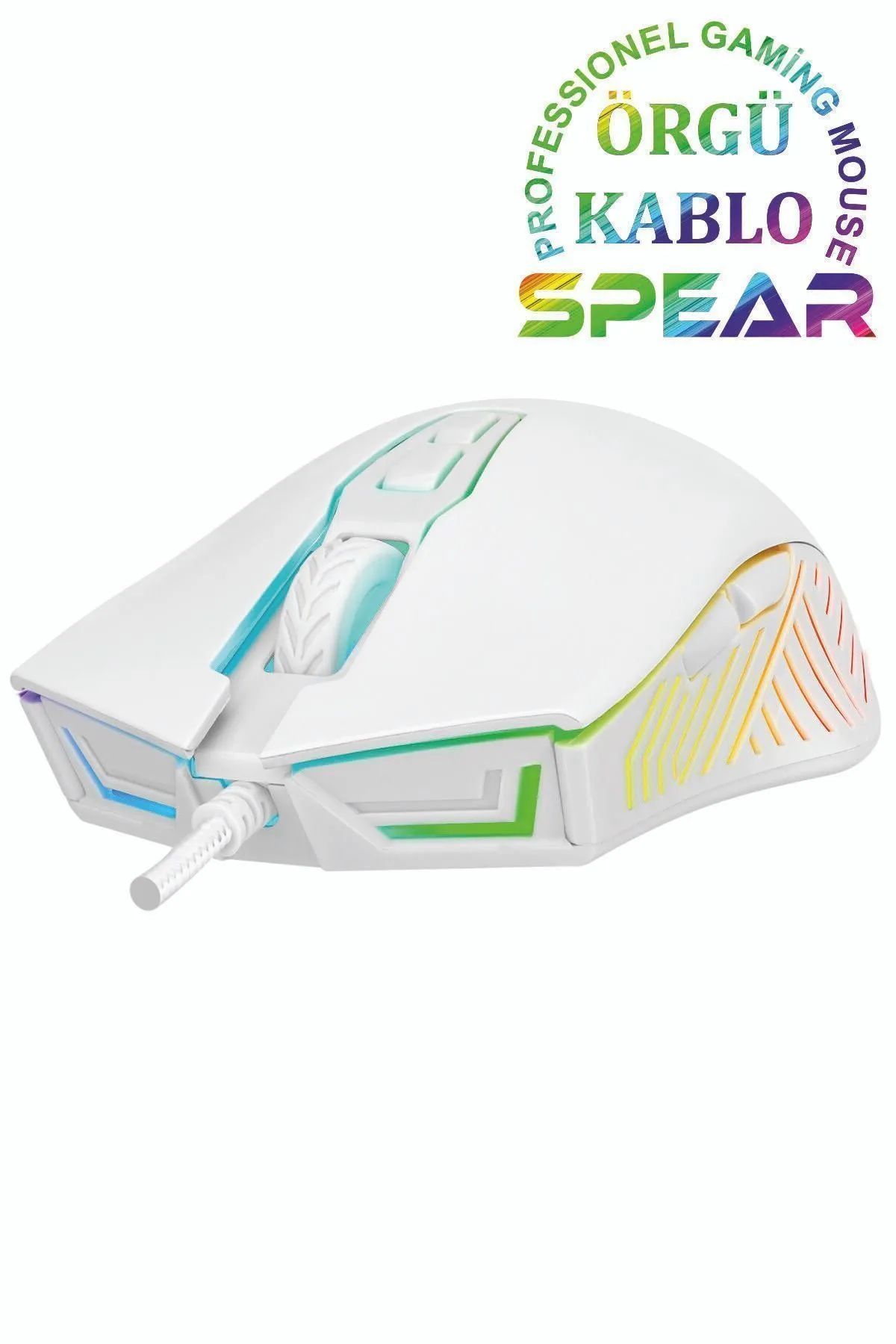 Rampage Smx-g68 Spear 7200 Dpı Rgb Ledli 7d Makrolu Beyaz Drag Clik Gaming Oyuncu Mouse