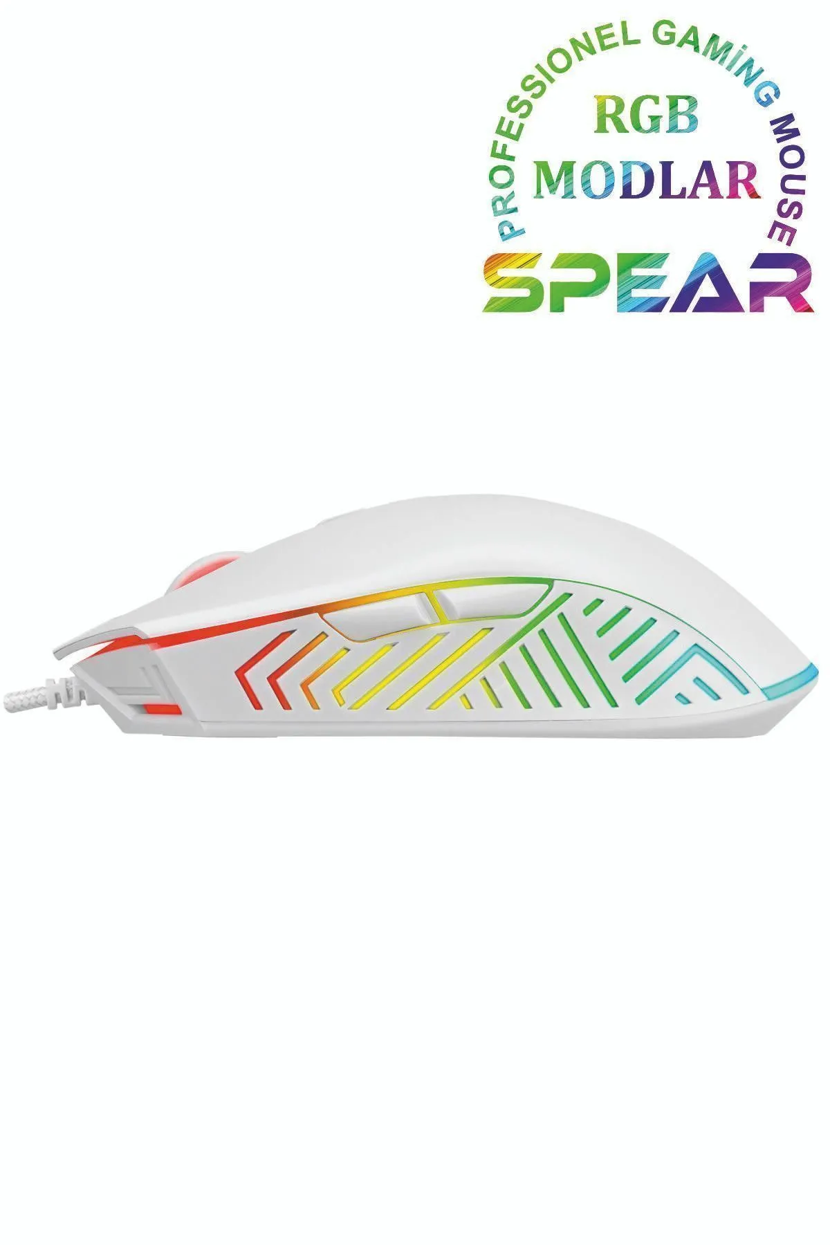 Rampage Smx-g68 Spear 7200 Dpı Rgb Ledli 7d Makrolu Beyaz Drag Clik Gaming Oyuncu Mouse