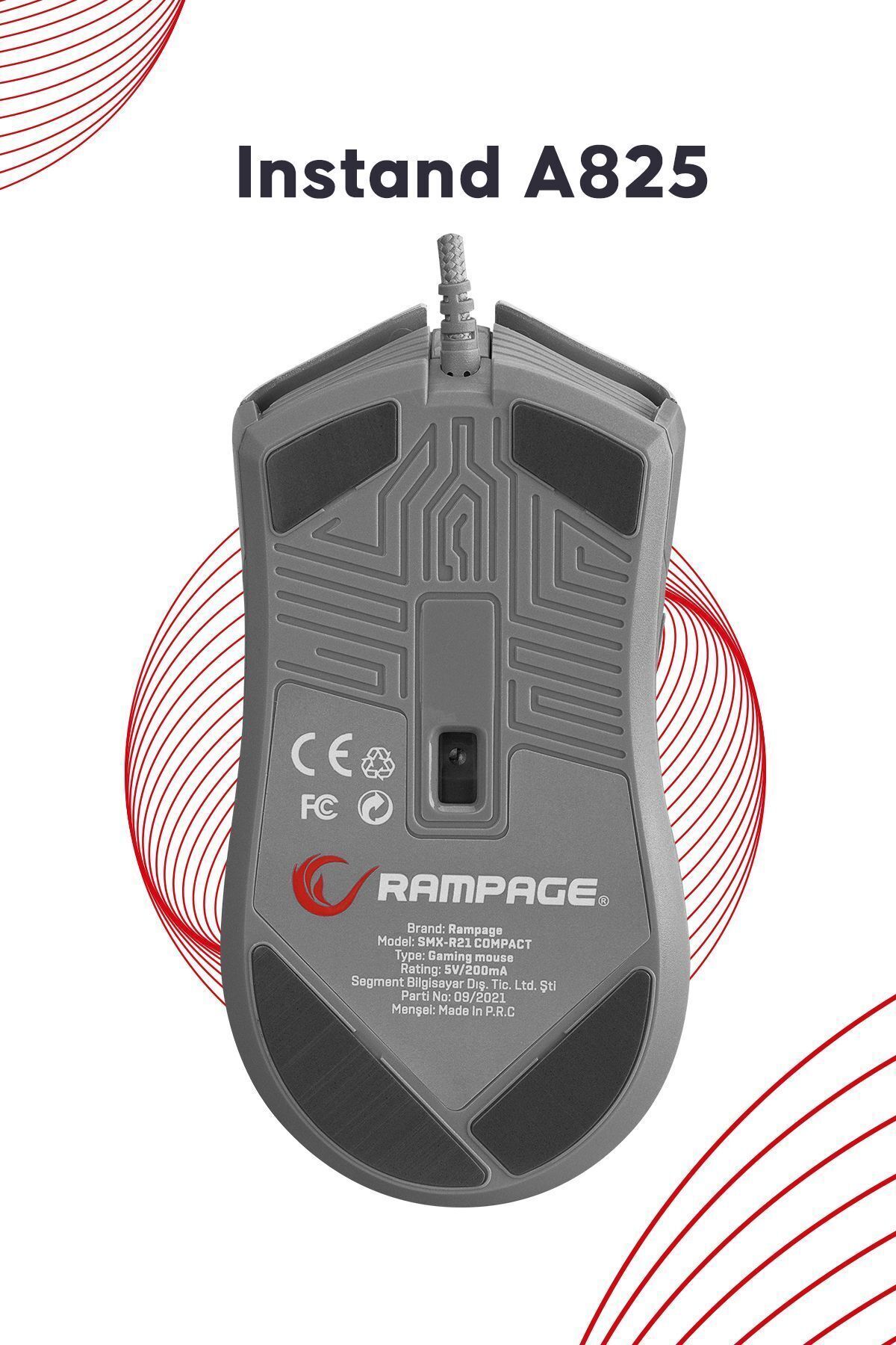 Rampage Smx-r21 Compact Usb Pembe Rgb Ledli Makrolu 12800dpi / 1000hz Drag Click Gaming Oyuncu Mouse