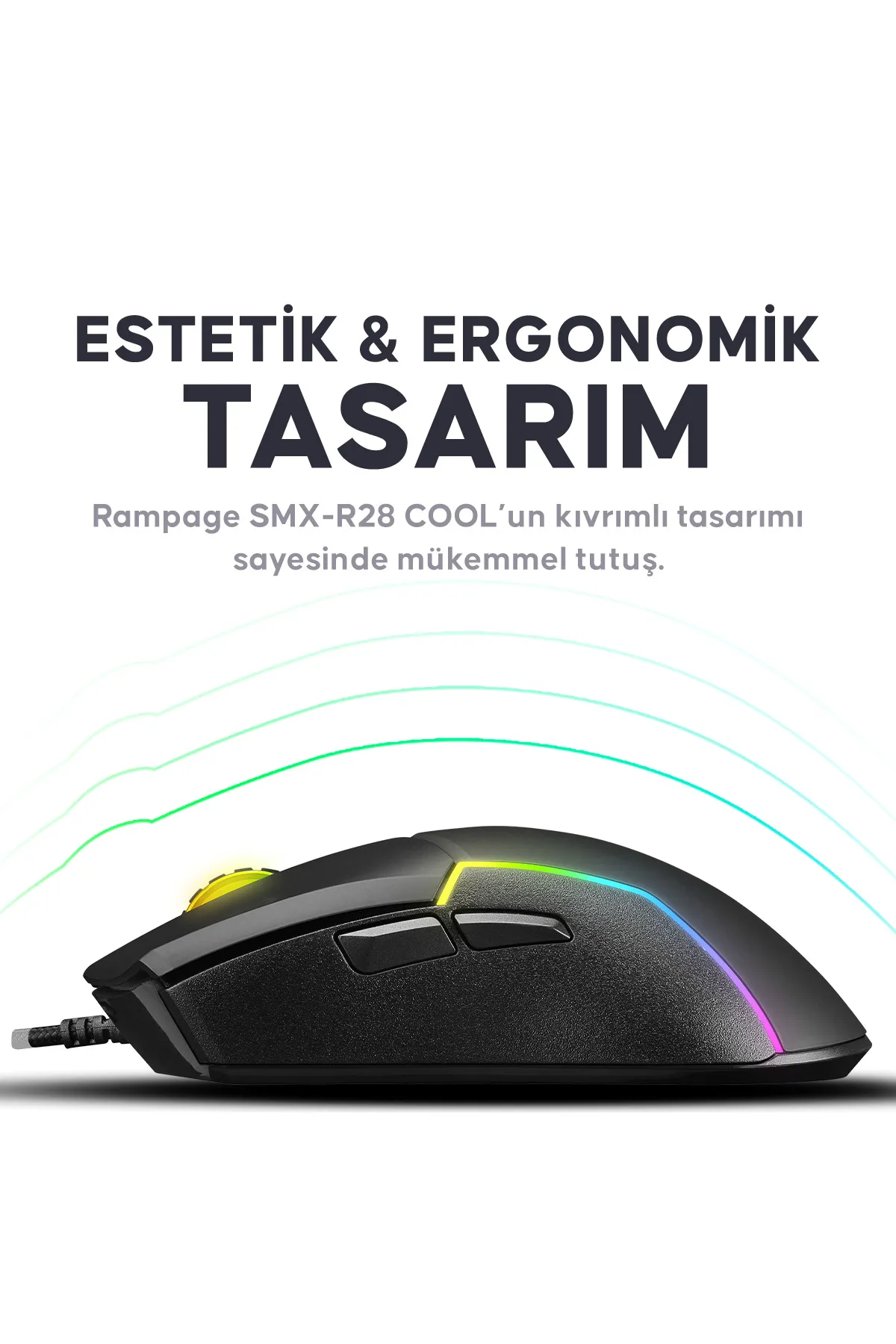 Rampage Smx-r28 Cool Rgb Işıklı Macro 7200dpi / 1000hz Gaming Oyuncu Mouse Profesyonel Mouse