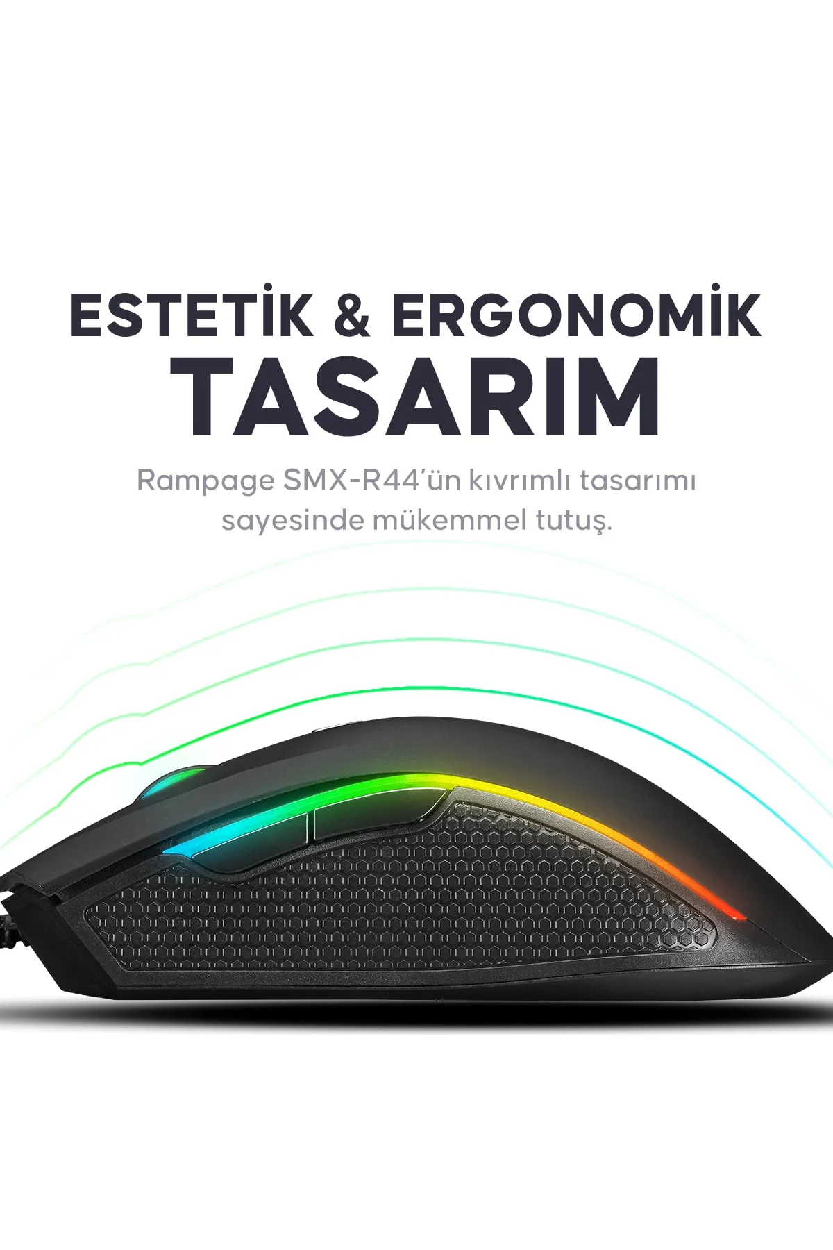 Rampage SMX-R44 Makrolu 6400DPI RGB Ledli Oyuncu Mouse Siyah