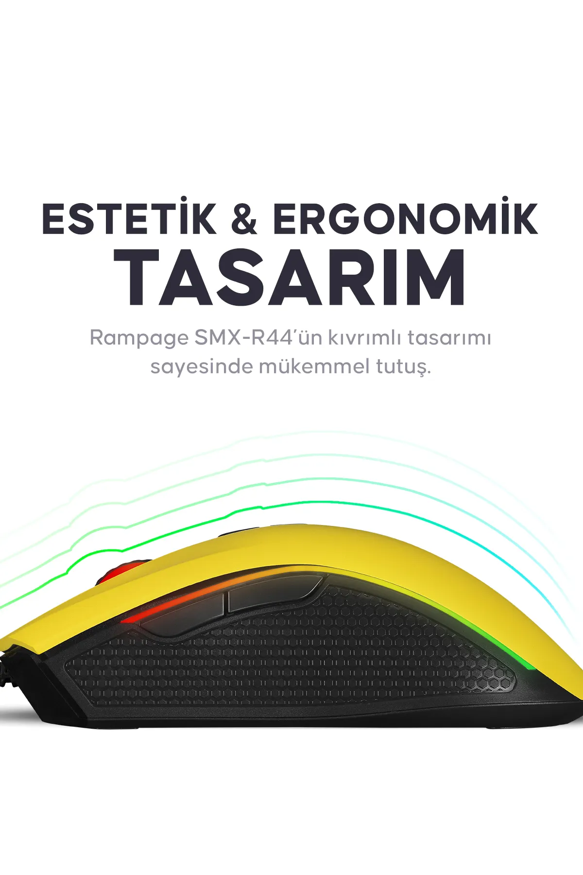 Rampage SMX-R44 Makrolu Sarı 6400dpi RGB Ledli Gaming Oyuncu Mouse