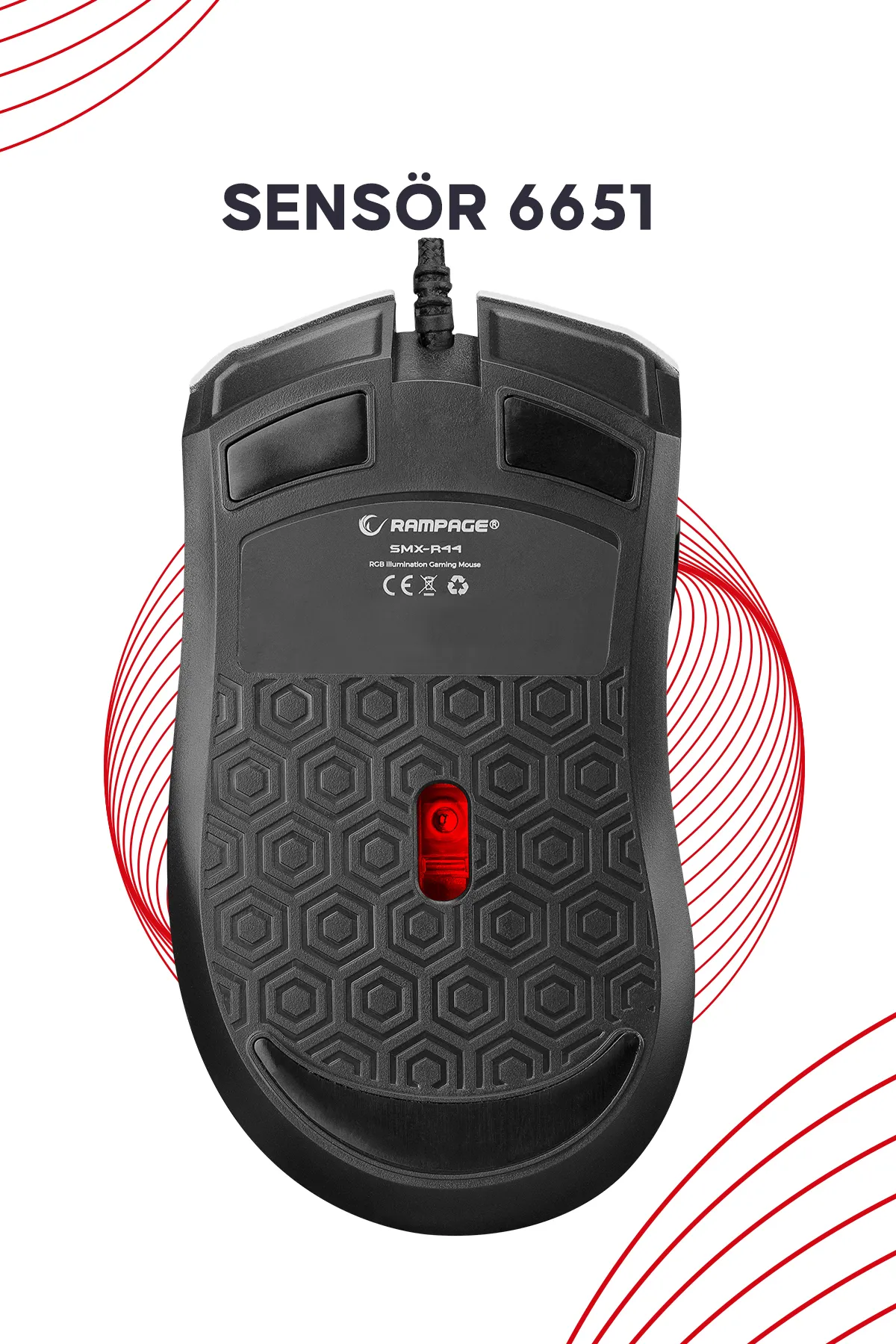 Rampage SMX-R44 Makrolu Sarı 6400dpi RGB Ledli Gaming Oyuncu Mouse