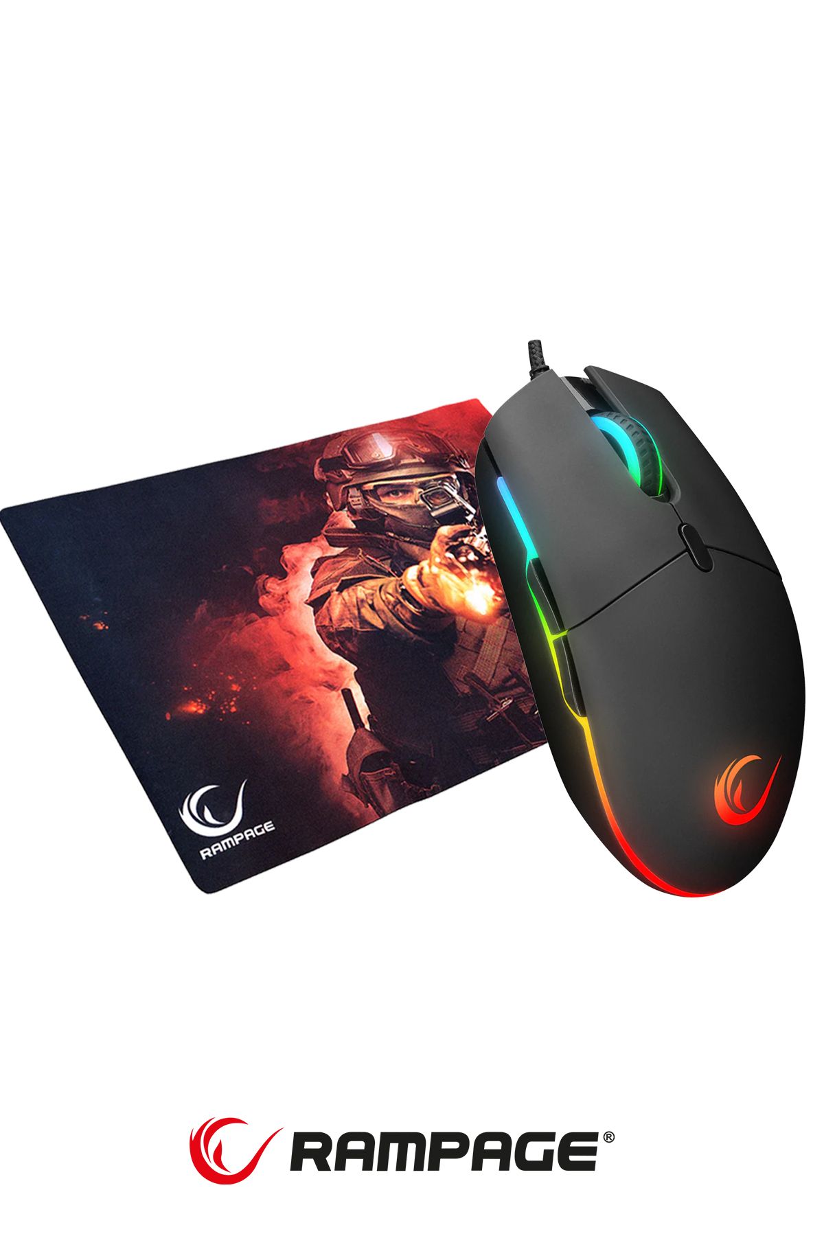 Rampage Smx-r63 Rgb Oyuncu Mouse & Bygamex 25x35cm Mousepad 2li Set