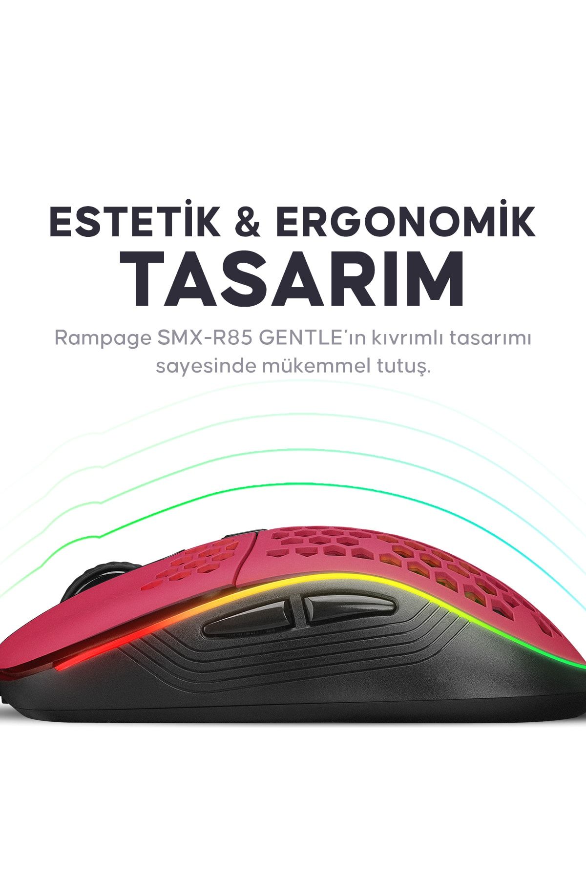 Rampage Smx-r85 6400dpi Kırmızı Rgb Ledli Makrolu Gaming Oyuncu Mouse Modern Tasarım