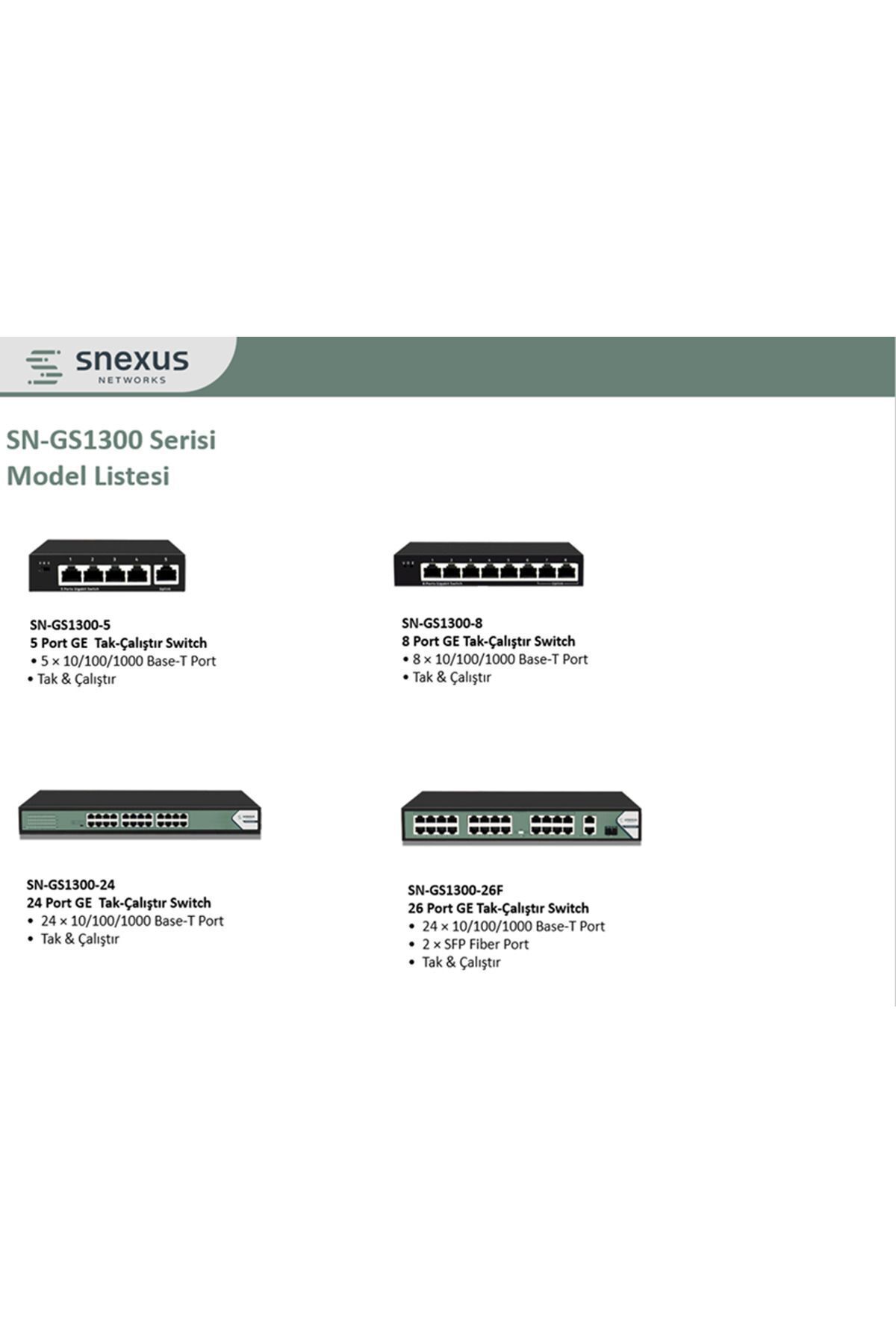 SNEXUS NETWORKS Sn-gs1300-24 24 Port 10/100/1000m Rj45 Gigabit Switch