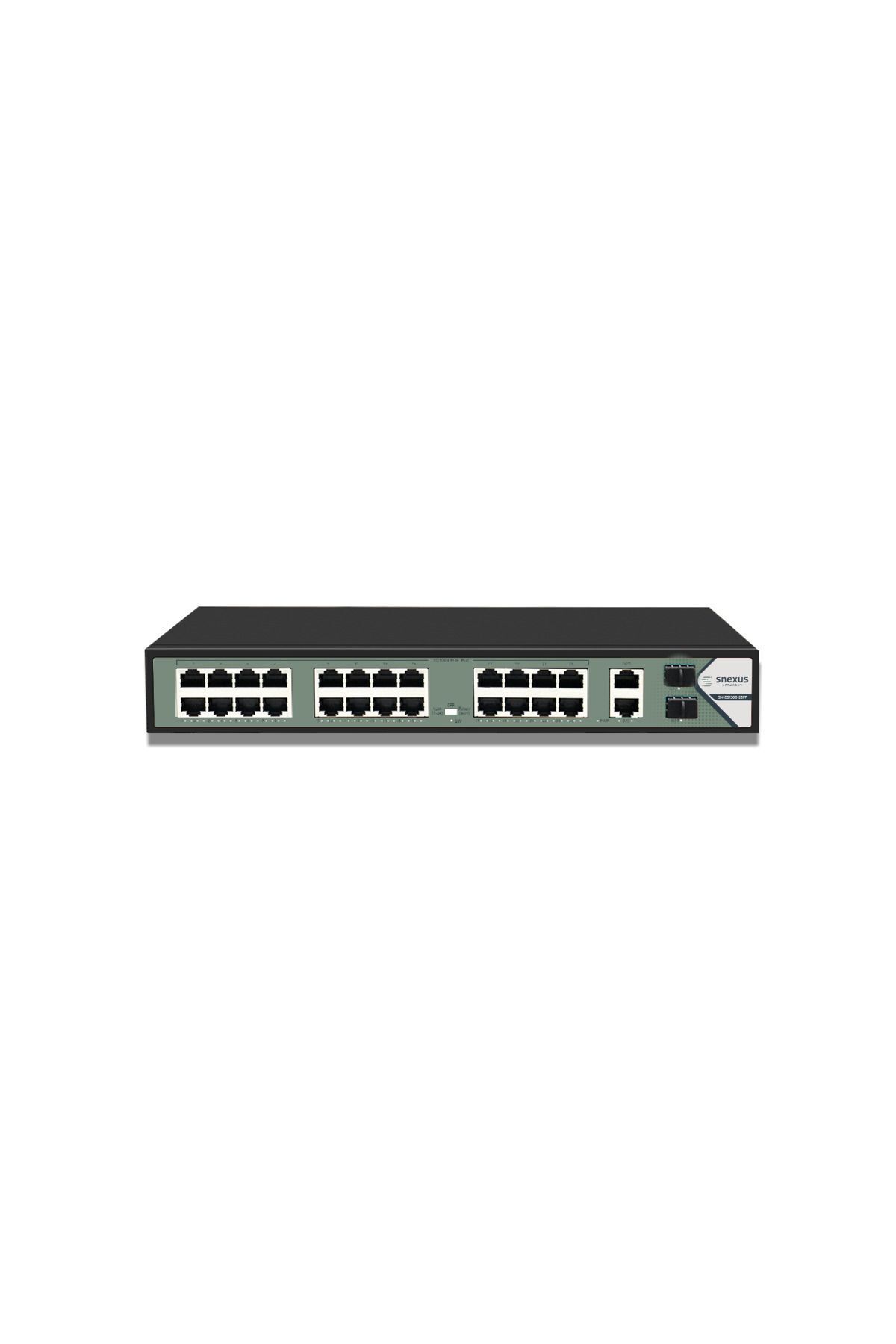 SNEXUS NETWORKS SN-GS1300-28FP 24 x 10/100 /1000M POE Port + 2 x RJ45 Uplink Port + 2 x Fiber Port  (400 Watt PoE)