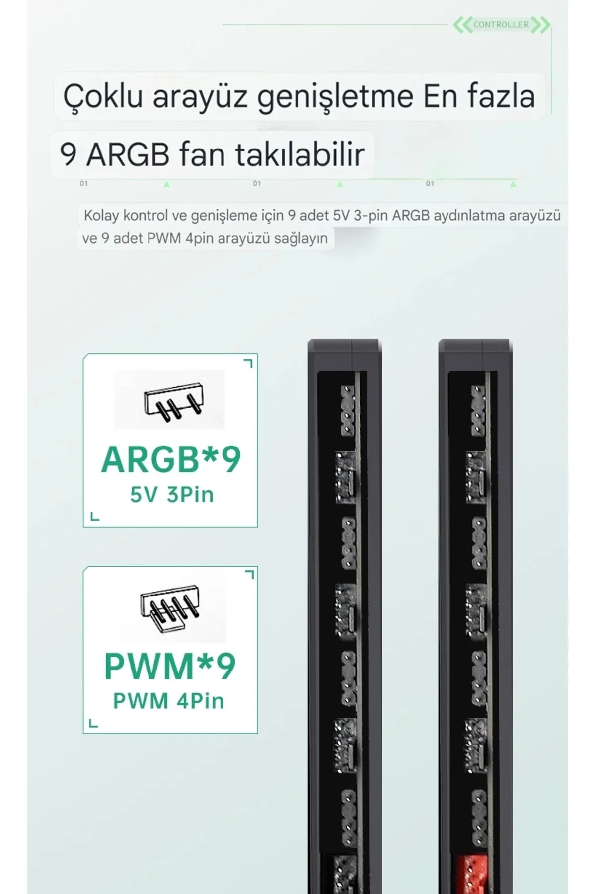 OEM Snowman Argb 5V 3 Pin + Pwm 12V 4 Pin Fan Çoklayıcı SİYAH