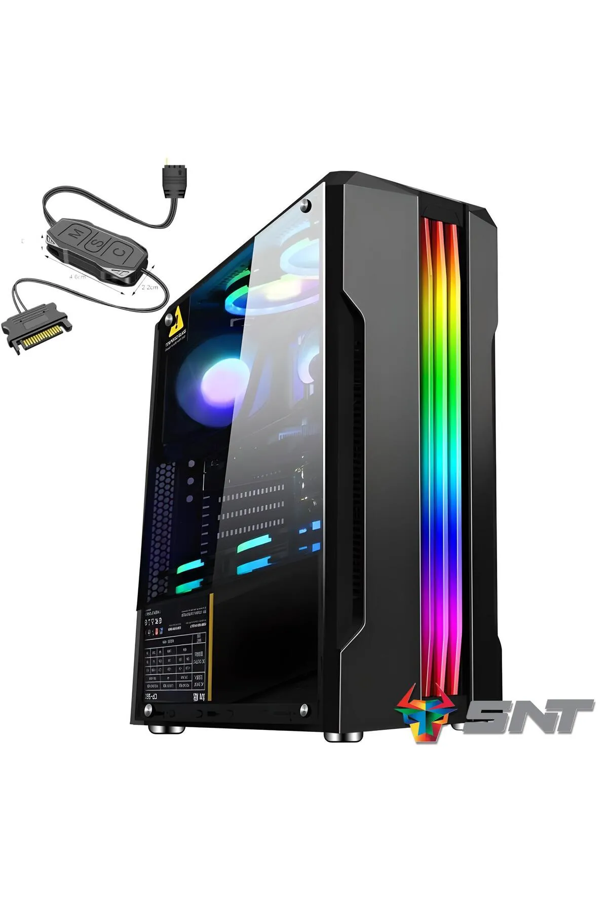 SNT Energy Snt Hunter Ls C2 Mid Tower Atx Gaming 2 X Argb Fanlar Ve Kontrolcü Dahil Masaüstü Bilgisayar Kasası