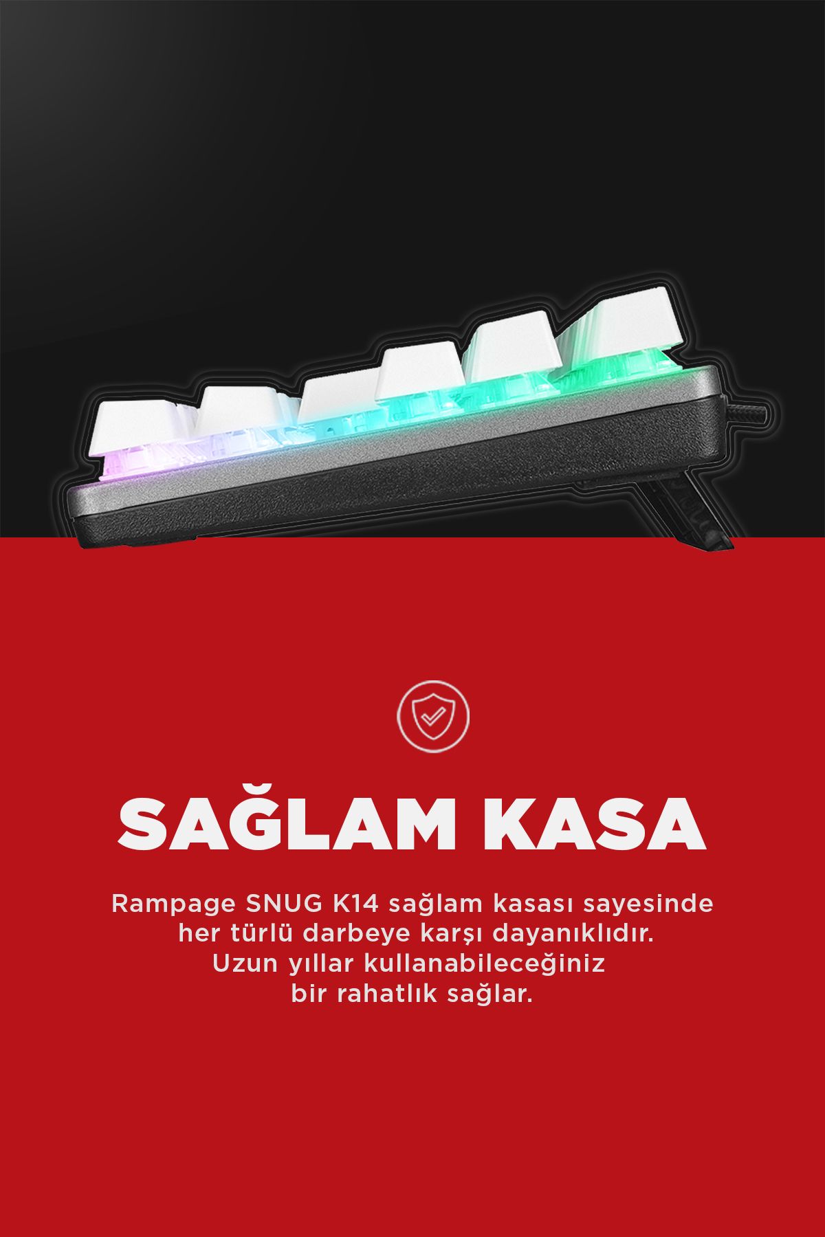 Rampage Snug K14 Beyaz/gri Kırmızı Red Switch Rainbow 87 Tuş Tkl Mekanik Gaming Oyuncu Klavyesi Kompakt