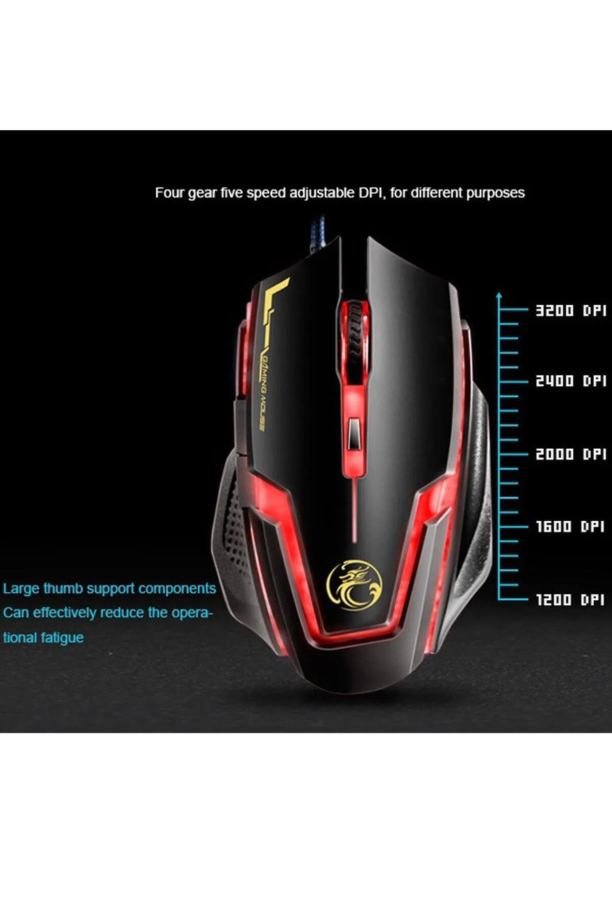 TahTicMer Sonia A9 Oyun Mouse Kablolu Usb Optik Oyuncu Mause Ergonomik Led Işıklı Gaming 6 Tuş Fonksiyon