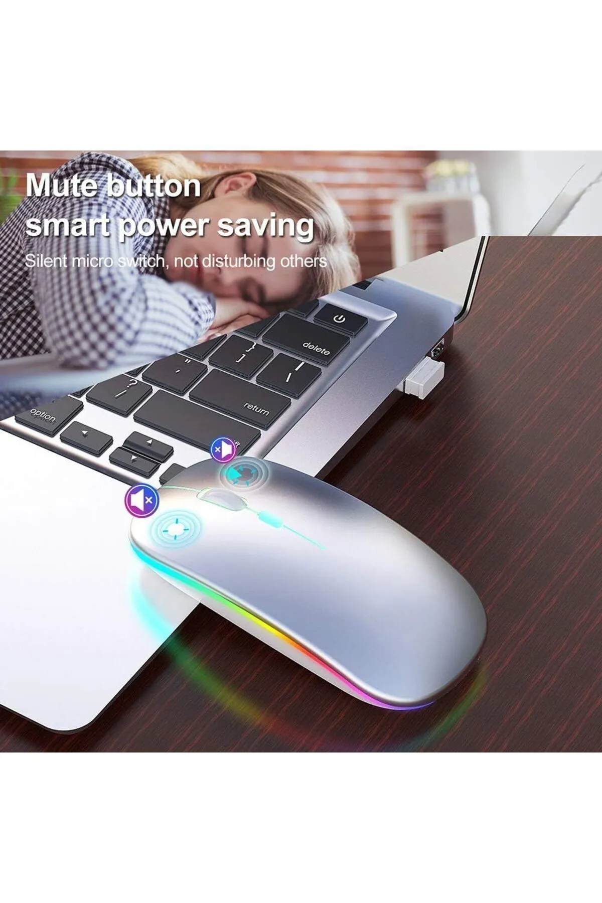 Genel Markalar Sprange Sr-m1 Kablosuz Fare Wireless Mouse 4 Tuşlu Renk Sessiz Şarj Edilebilir Dpı Kontrol