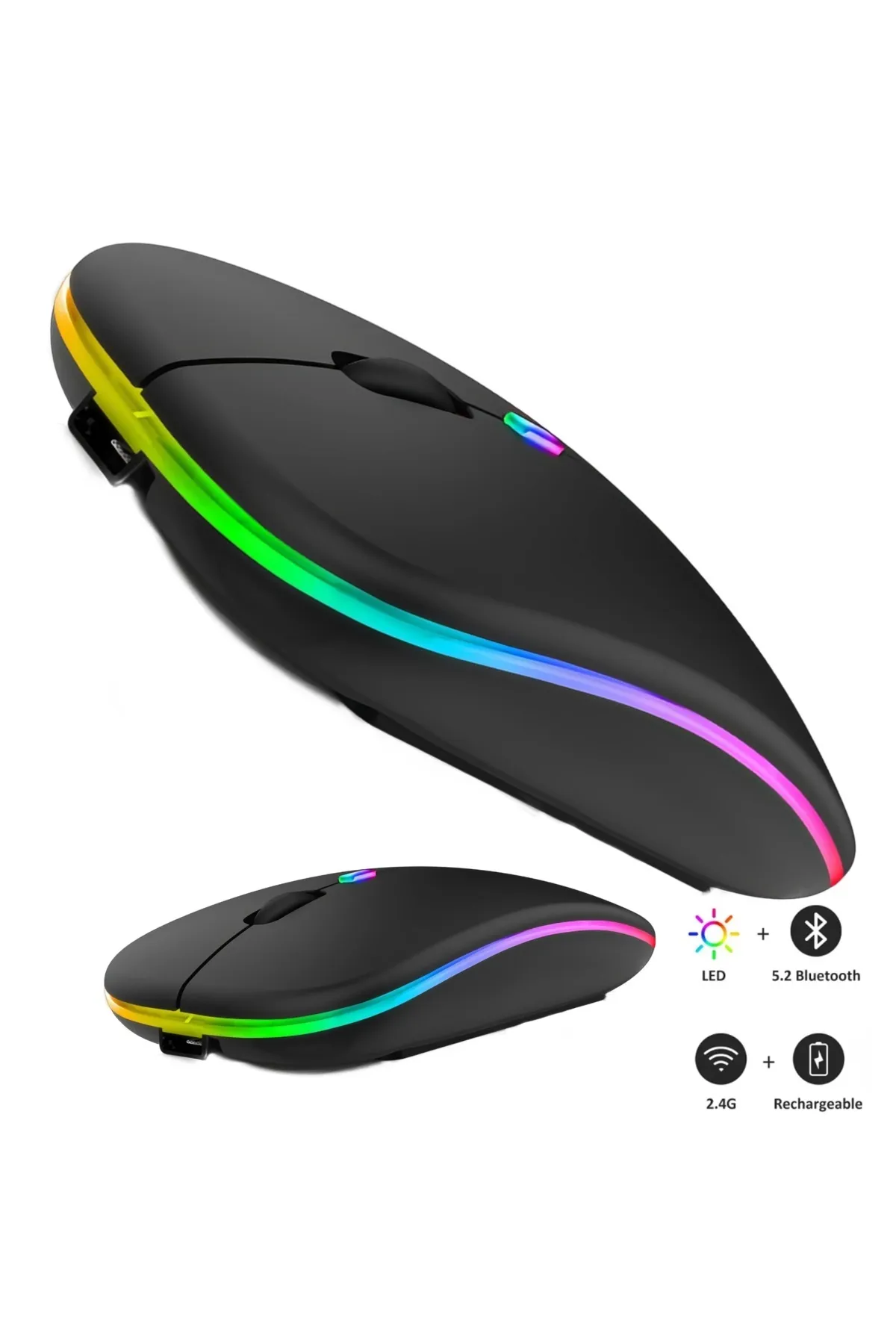 Concord SR-M1 Wireless Şarjlı Kablosuz Mouse Bluetooth TYPE-C 500mAh Led Light 800/1200/1600dpi