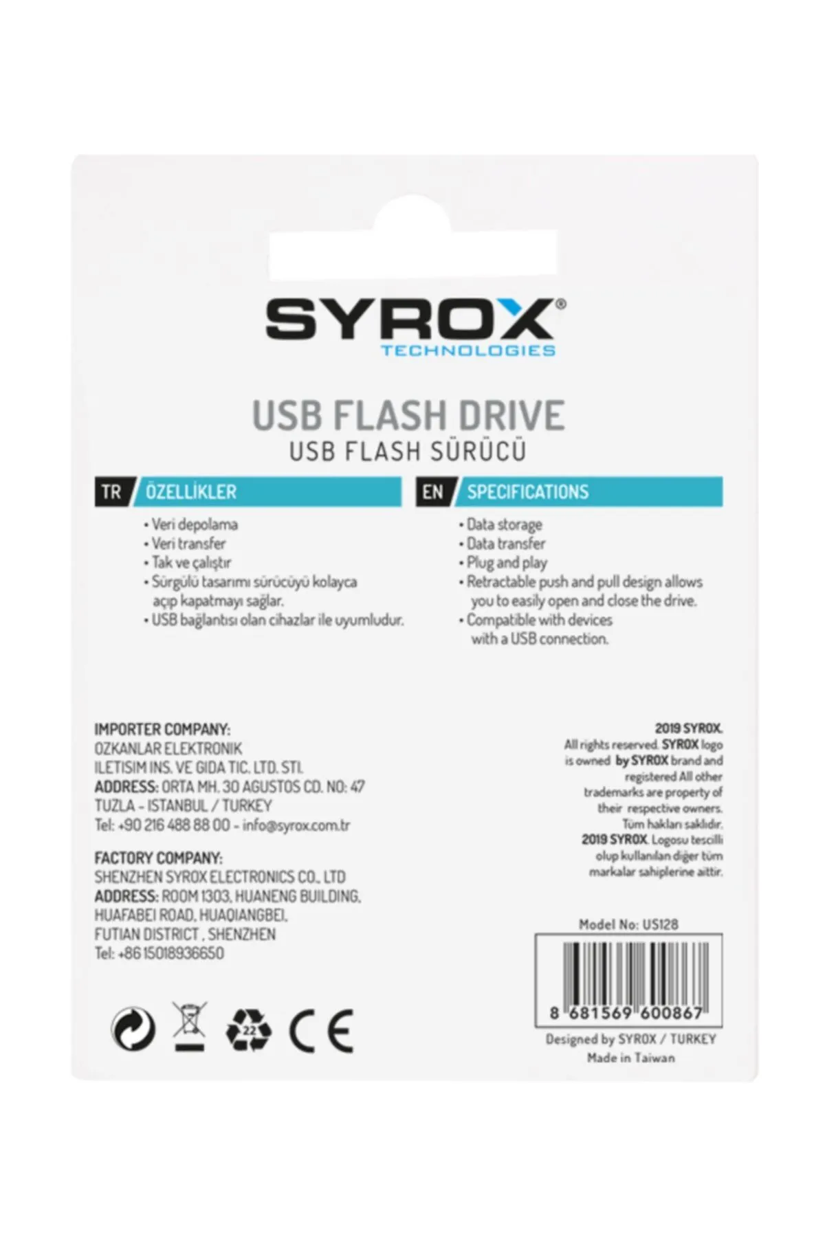 Syrox Sürgülü 128 Gb Usb Bellek