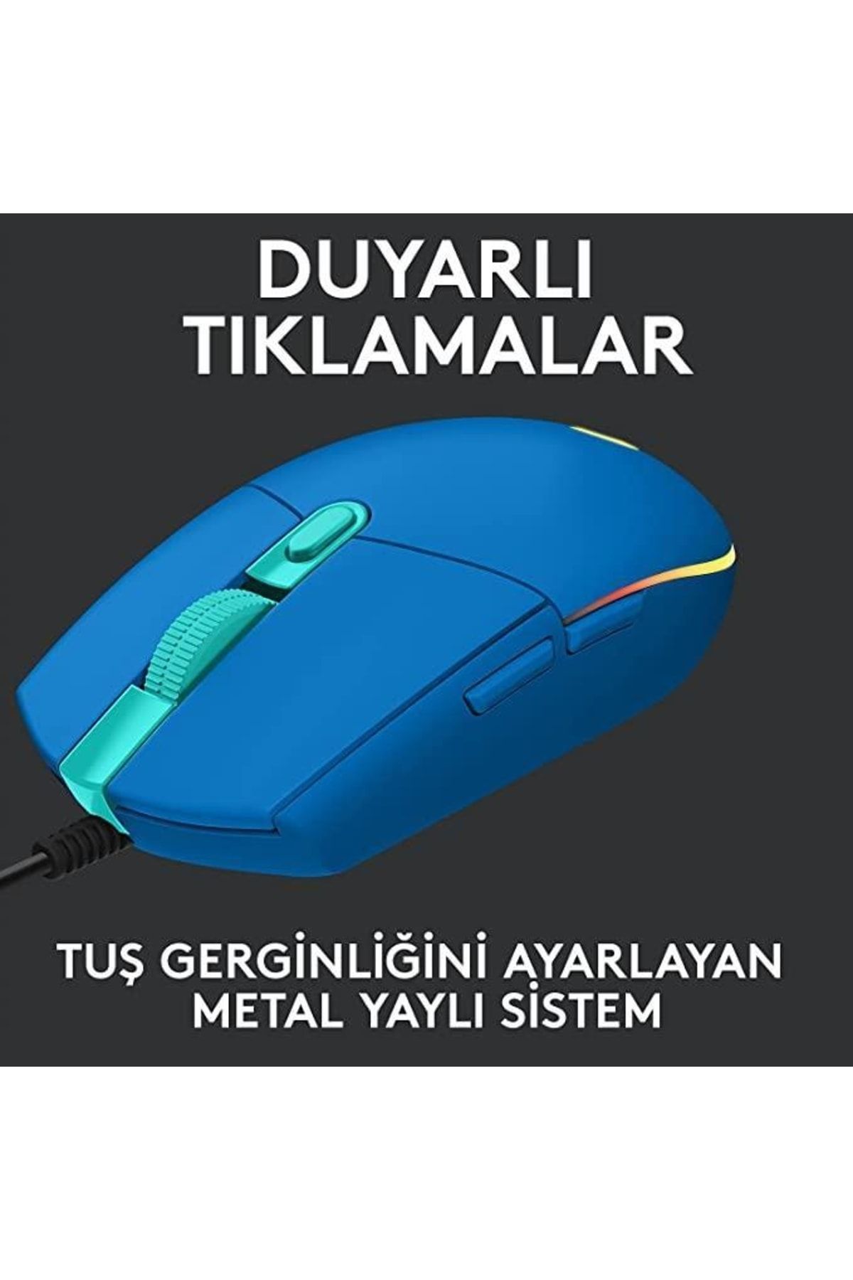 Logitech Srknx G102 Mavi Lightsync Optik Kablolu Oyuncu Mouse + Oem Gaming Mouse Pad 40x30cm Modelist 999178