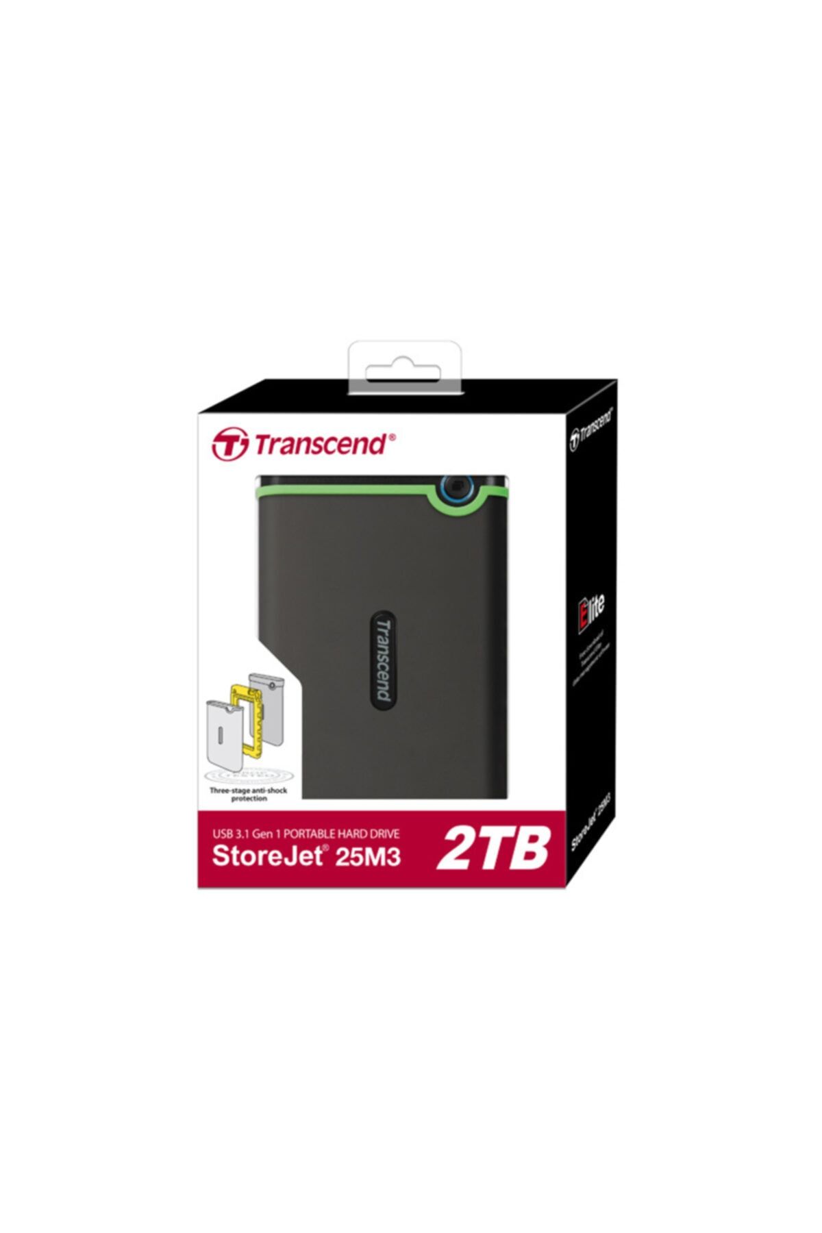 Transcend Storejet 25m3 Slim 2tb 2.5 Inç Usb 3.1 Taşınabilir Disk