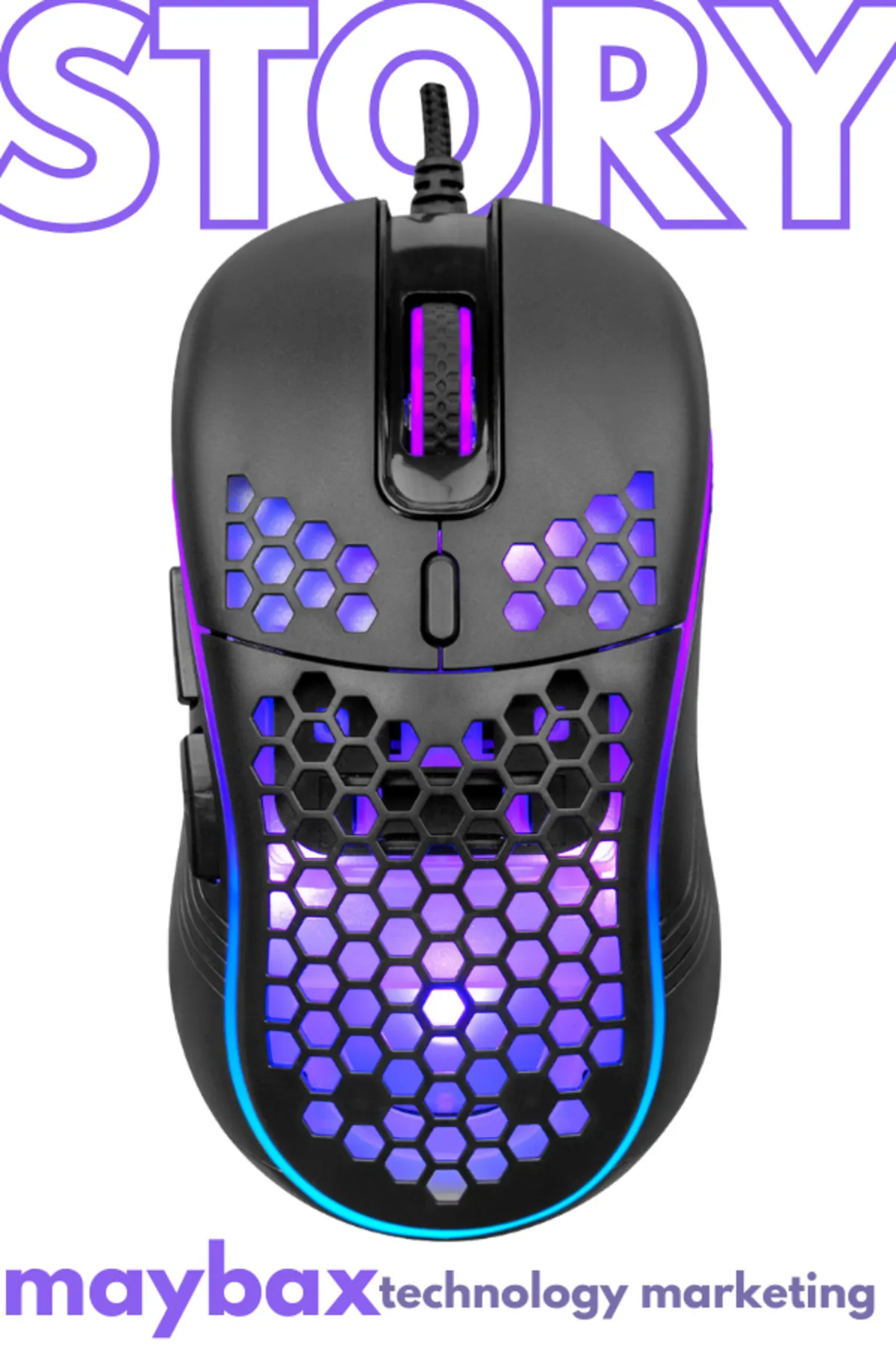 Maybax STORY Siyah Gaming RGB  Oyuncu Mouse 7 Tuş 3600 DPI 1.5 Metre Kablo USB Tak Çalıştır