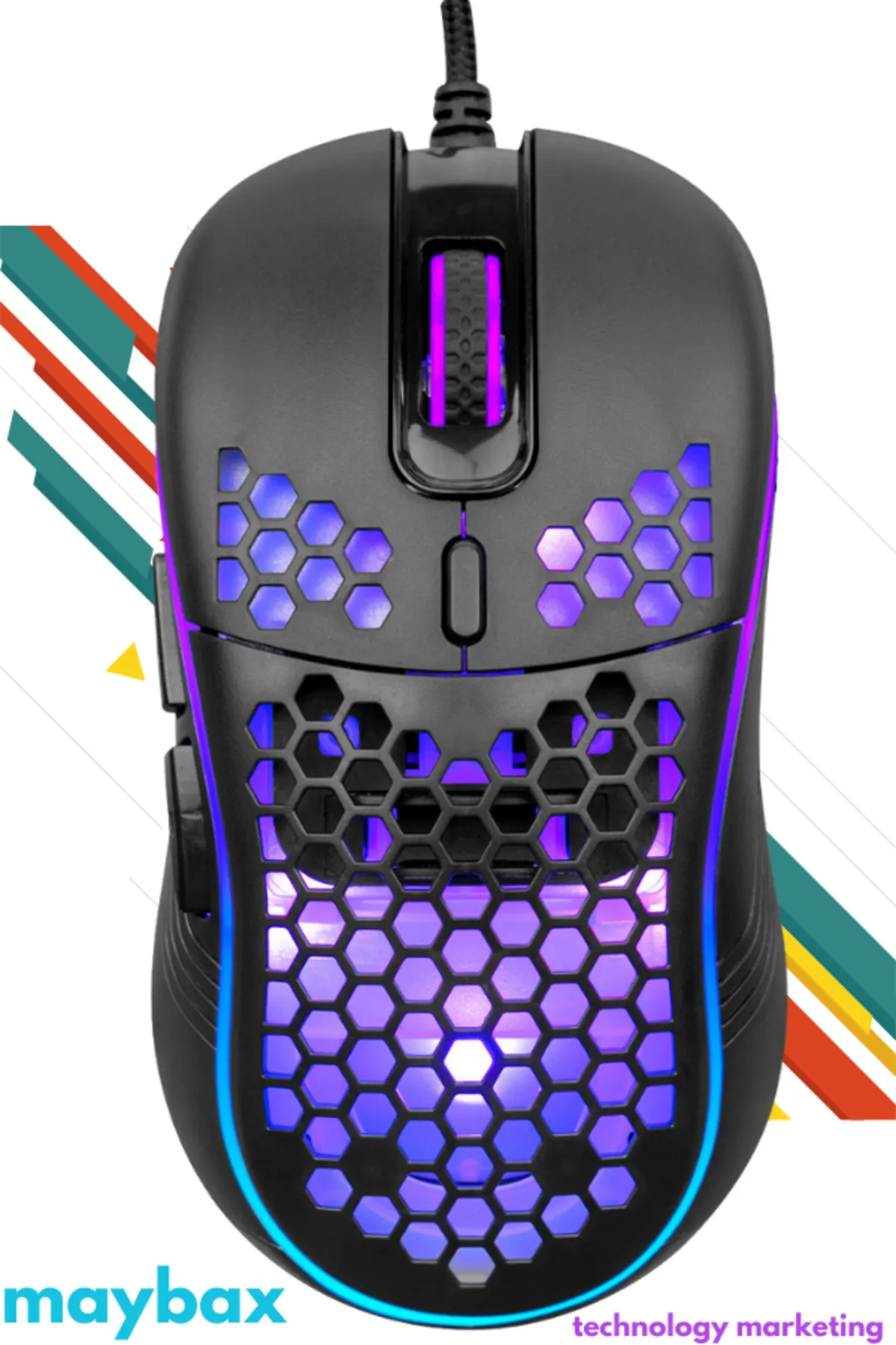 Maybax STORY Siyah Gaming RGB  Oyuncu Mouse 7 Tuş 3600 DPI 1.5 Metre Kablo USB Tak Çalıştır