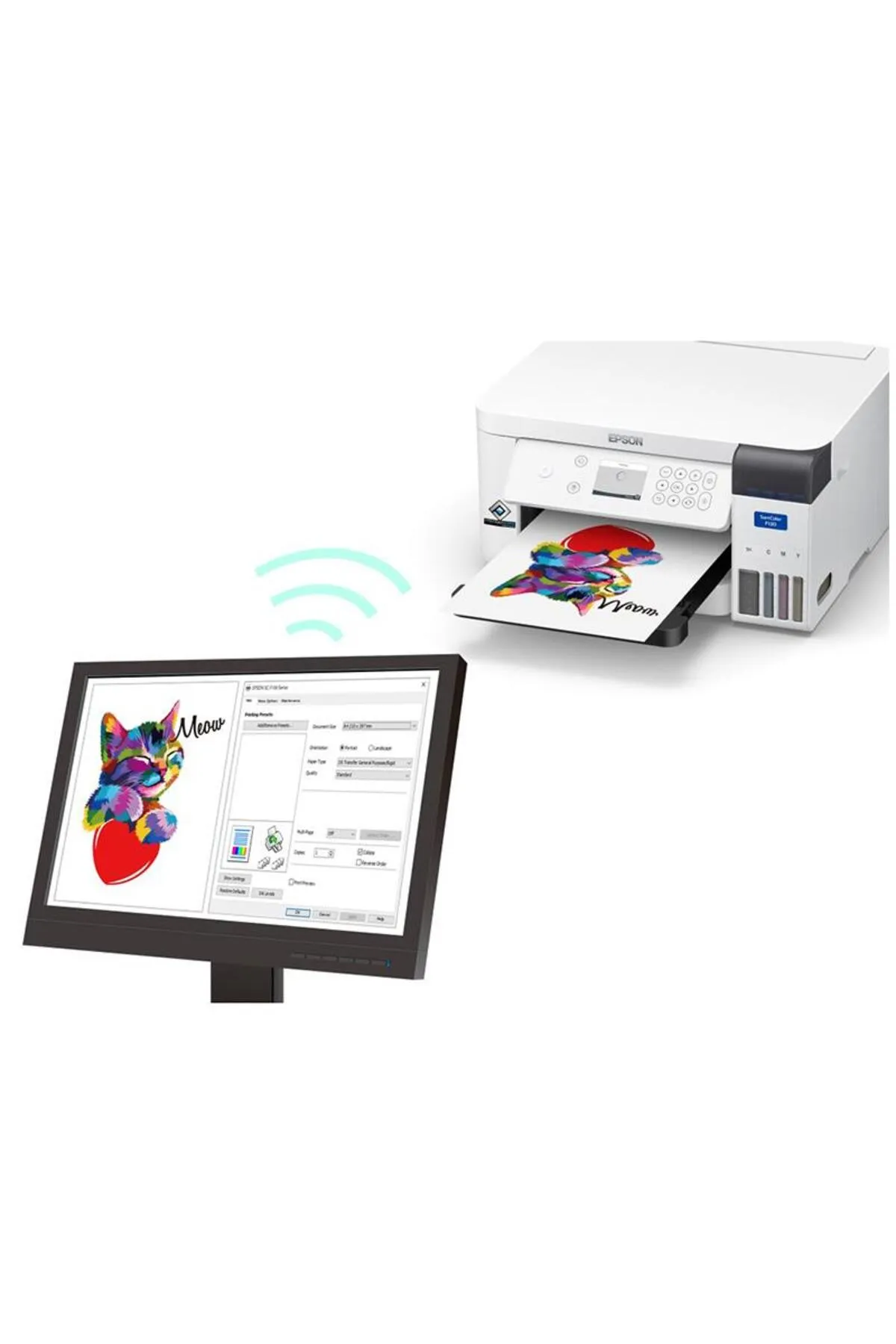 Epson Surecolor Sc-f100 Renkli Mürekkep Tanklı Süblimasyon Yazıcı, Wi-fi, Lan, Beyaz