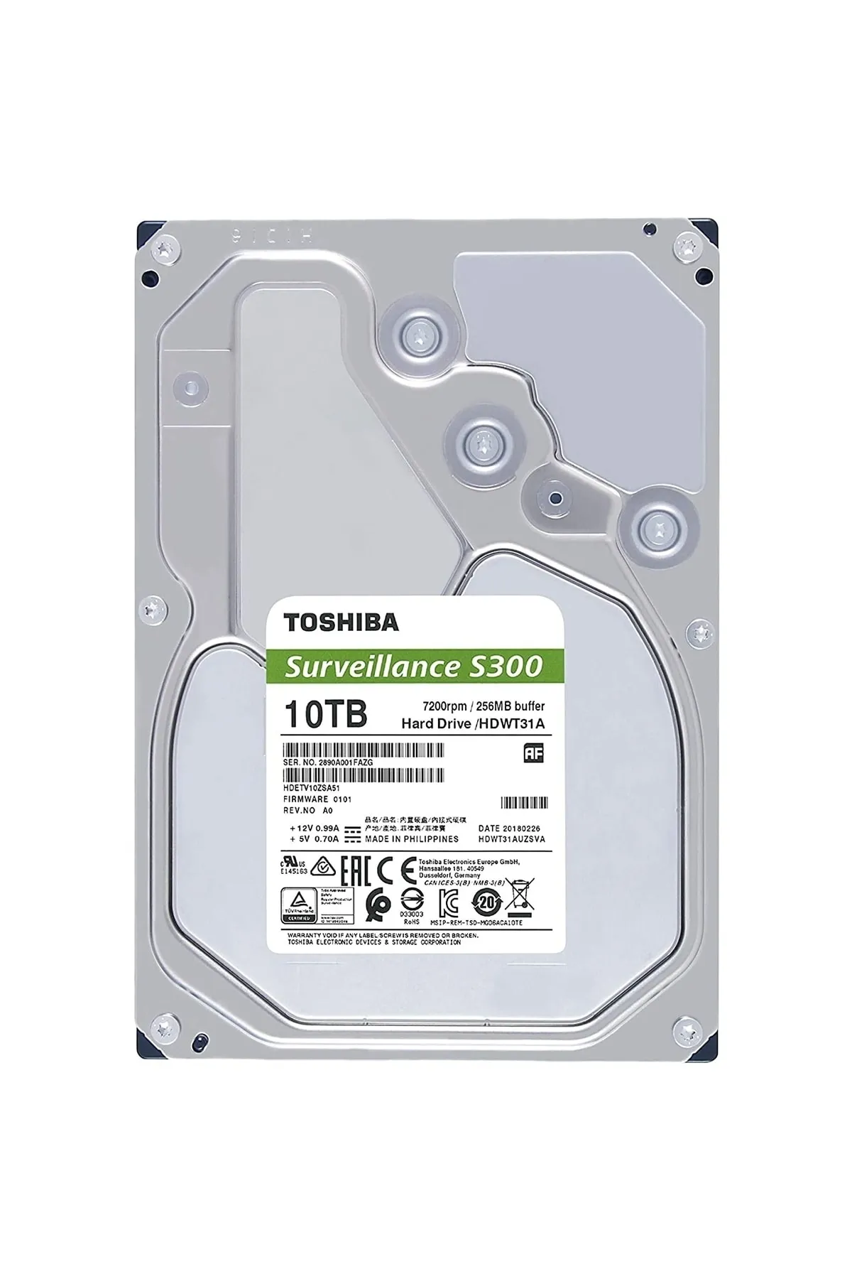 Toshiba Surveıllance S300 10tb 7200rpm 256mb Sata3 6gbit/sn Hdwt31auzsva 7/24 Hdd