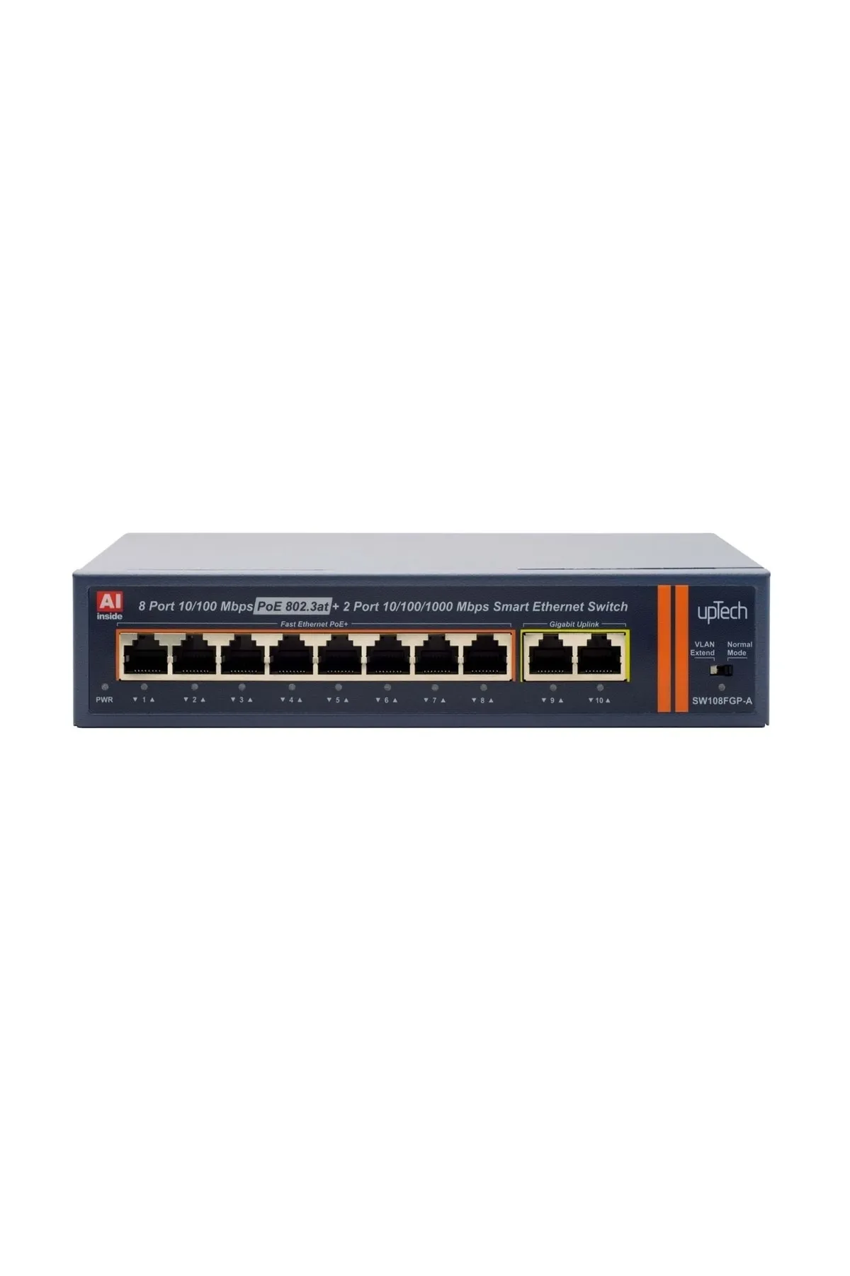 upTech Sw108fgp-a 8 Port 10/100m Poe Ethernet Switch + 2 Gigabit Uplink Ieee802.3af/at 120w