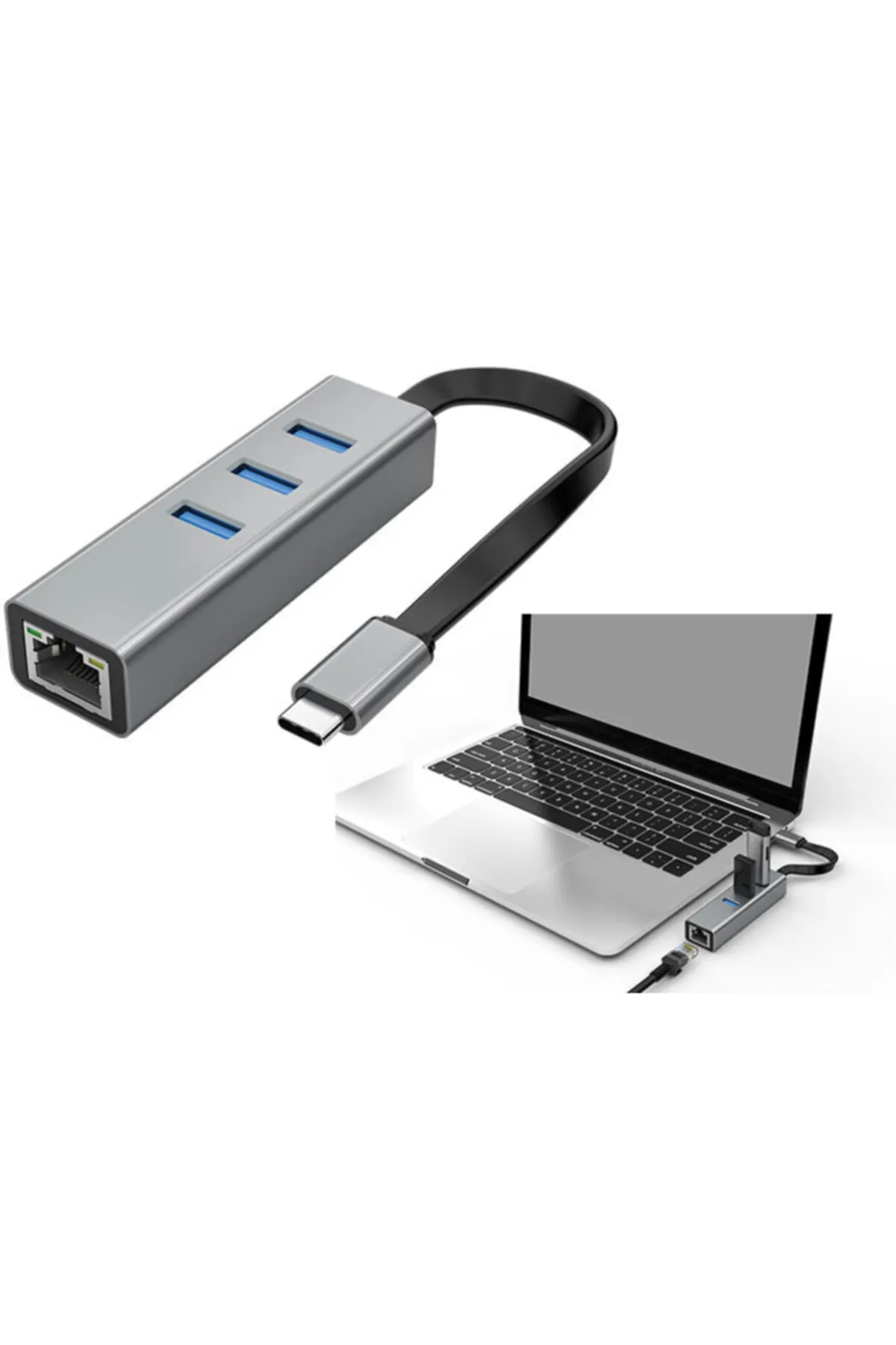 S-link Swapp Sw-u3325 4 In 1 Gigabit 1000mphs 3 Port Usb 3.0 Ethernet Type C Hub Adaptör