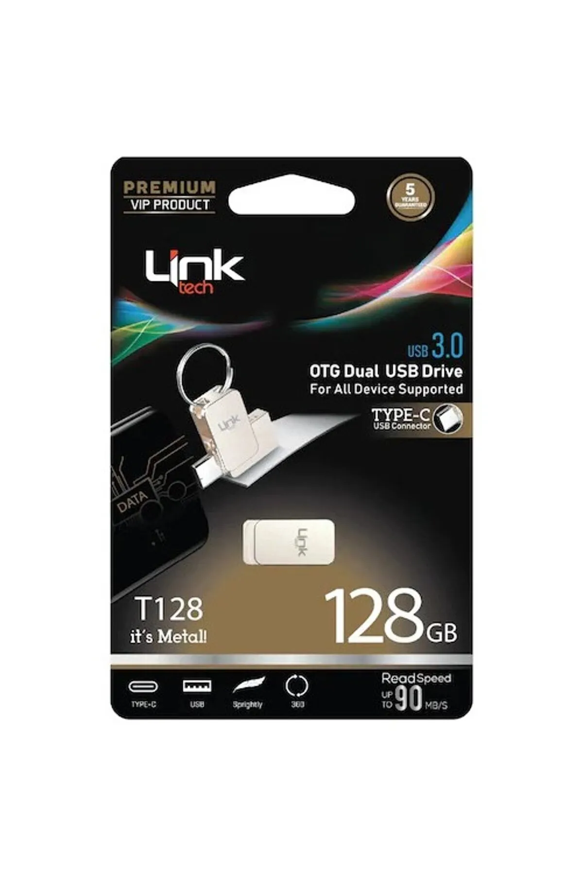 SWAR T128 Premium Dual 90MB/s 128GB Type-C OTG Flash Bellek