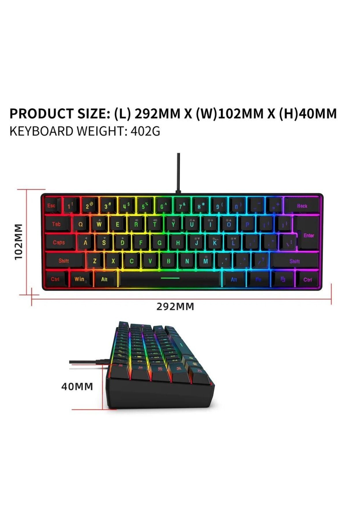 fortrek T60 Beyaz Blue Switch Rgb Gaming Oyuncu Klavyesi Mekanik 62 Tuş 18 Ayarlanabilir Klavye T60