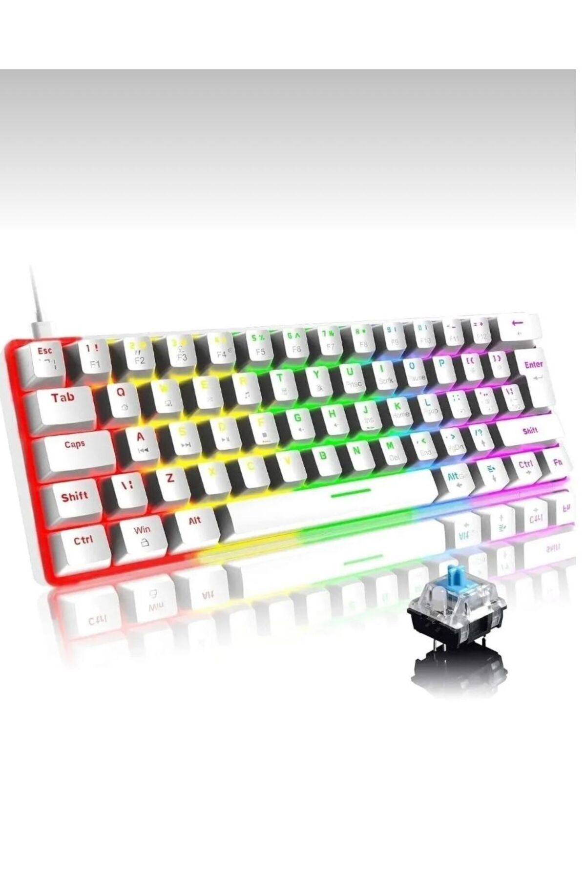 fortrek T60 Beyaz Blue Switch Rgb Gaming Oyuncu Klavyesi Mekanik 62 Tuş 18 Ayarlanabilirled Gaming Klavye