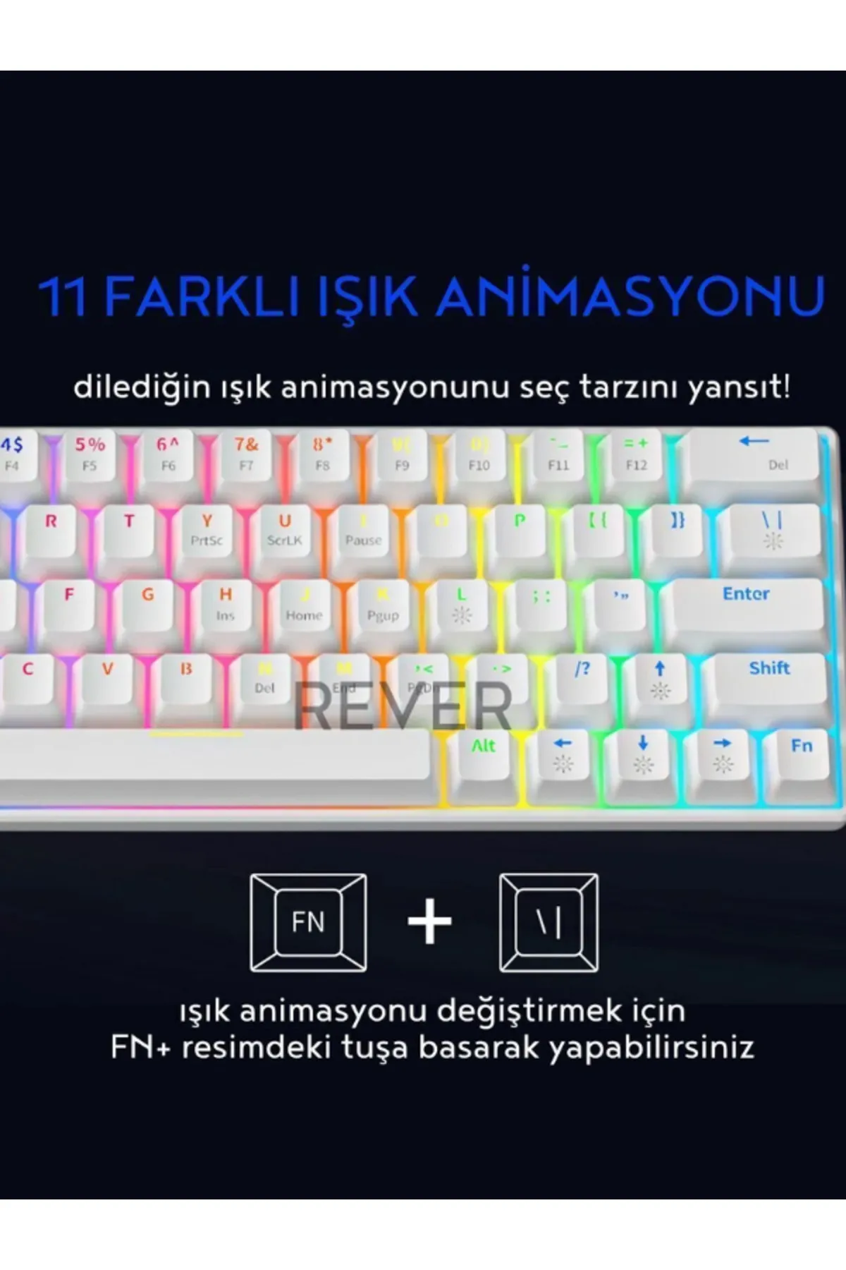 Smith T60 Blue Switch Mekanik Rainbow 11 Mod Led Işıklı Mini 62 Tuşlu Gaming Oyuncu Klavyesi Kablolu