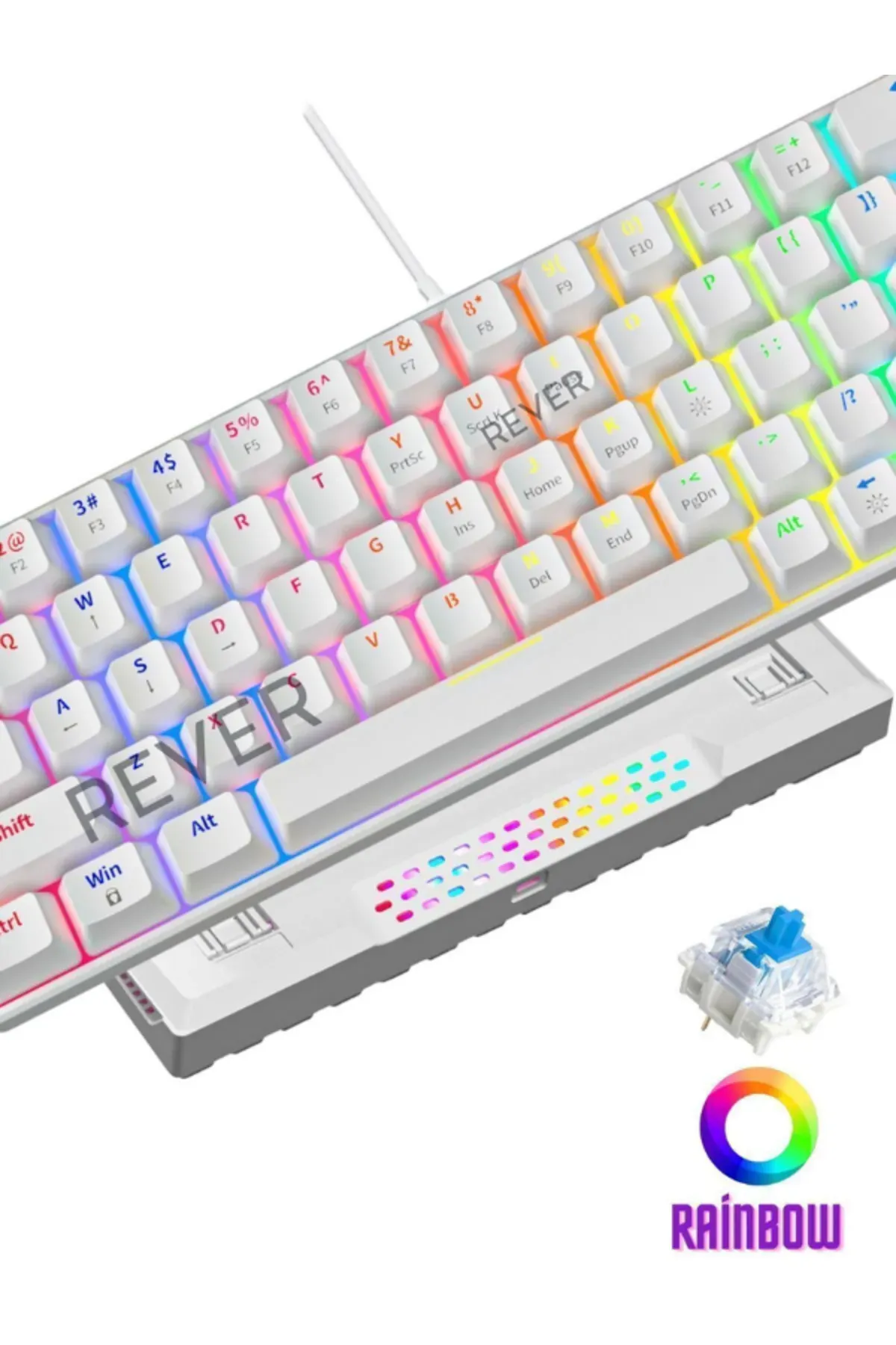 Smith T60 Blue Switch Mekanik Rainbow 11 Mod Led Işıklı Mini 62 Tuşlu Gaming Oyuncu Klavyesi Kablolu