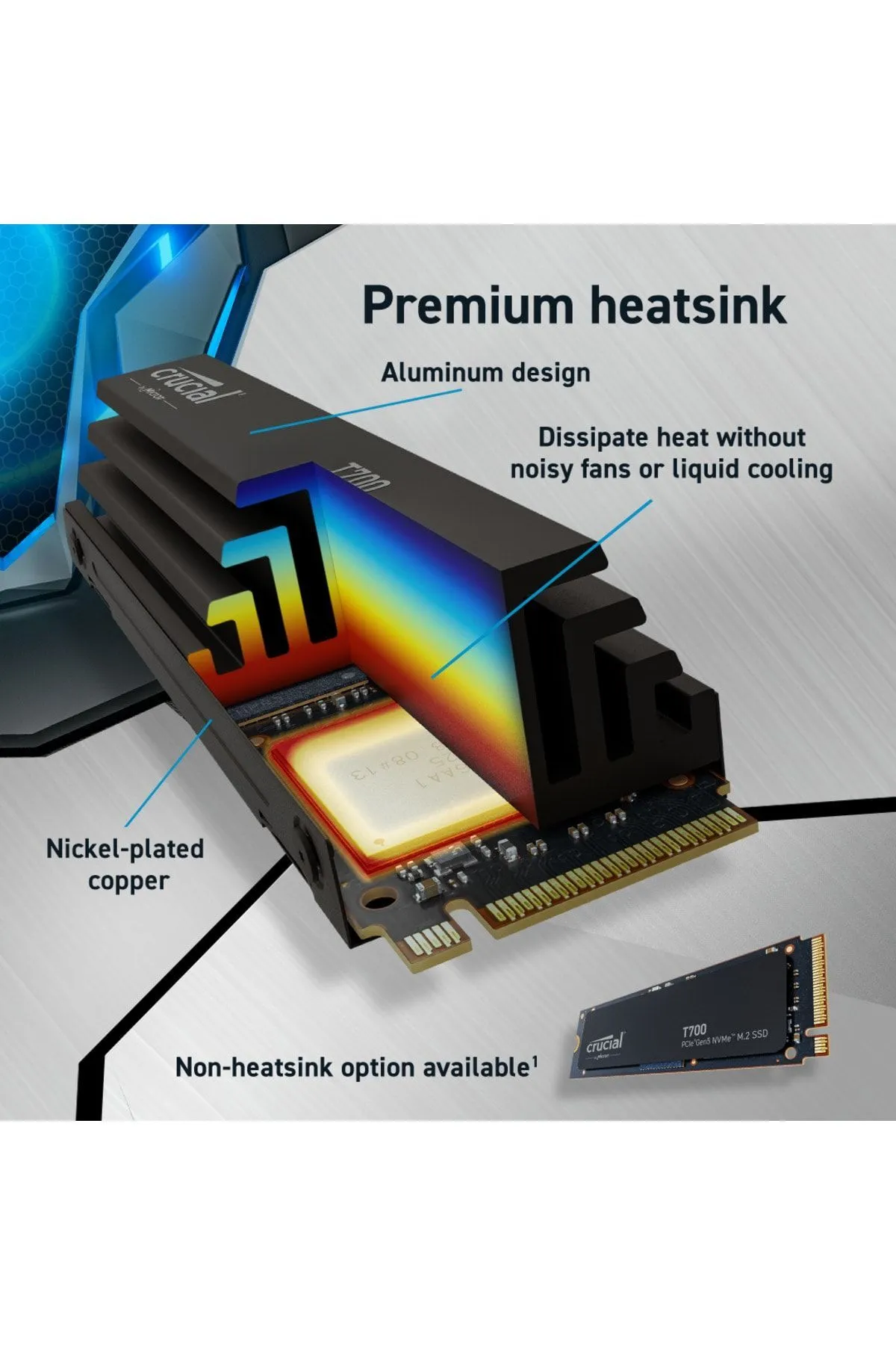 Crucial T700 4TB PCIe Gen5 NVMe M.2 SSD CT4000T700SSD5 SOĞUTUCULU Heatsink