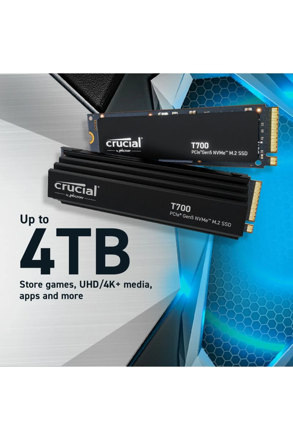 Crucial T700 4TB PCIe Gen5 NVMe M.2 SSD CT4000T700SSD5 SOĞUTUCULU Heatsink