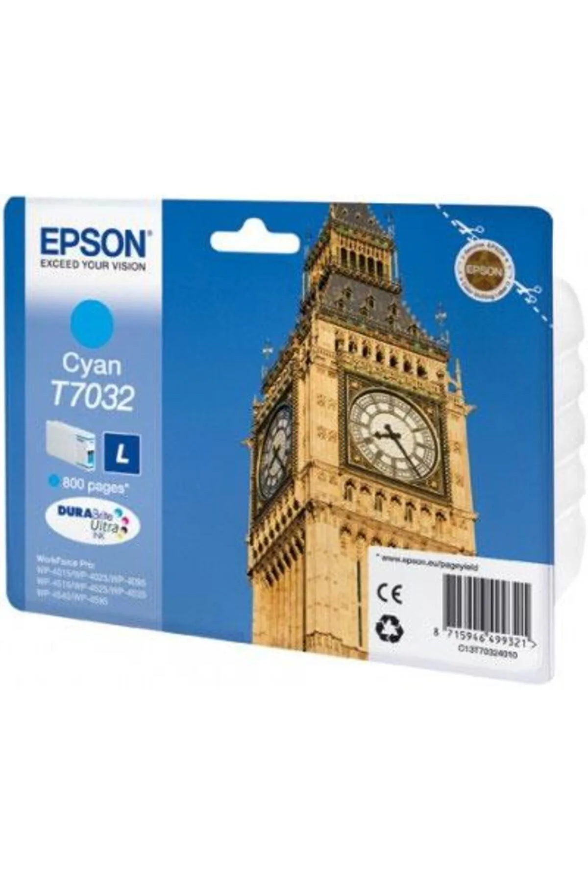 Epson T7032 Cyan Mavi 800 Sayfa Mürekkep Kartuş T70324010