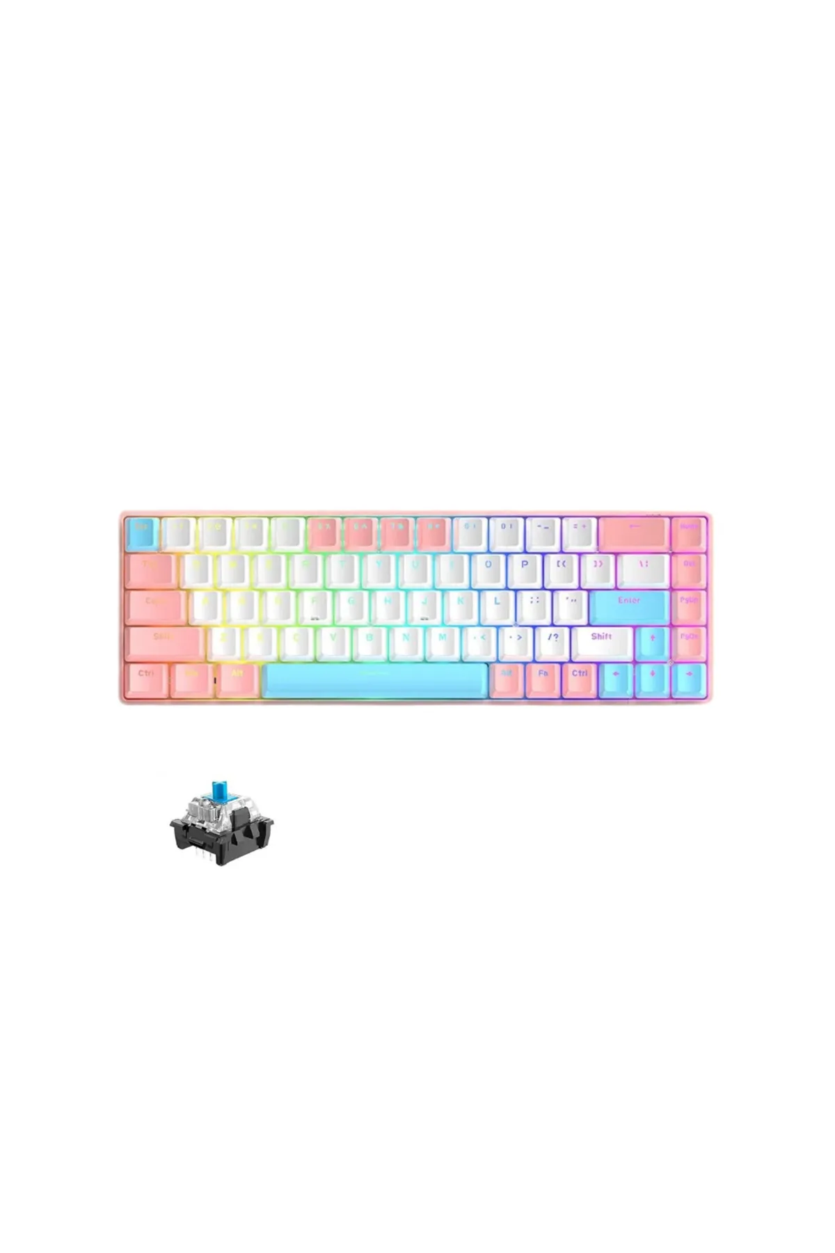 ZIYOULANG T8 Rgb Blue Switch Mini 68 Tuşlu Hot Swapp Oyuncu Klavyesi Gamer Ultra-Durable Mod