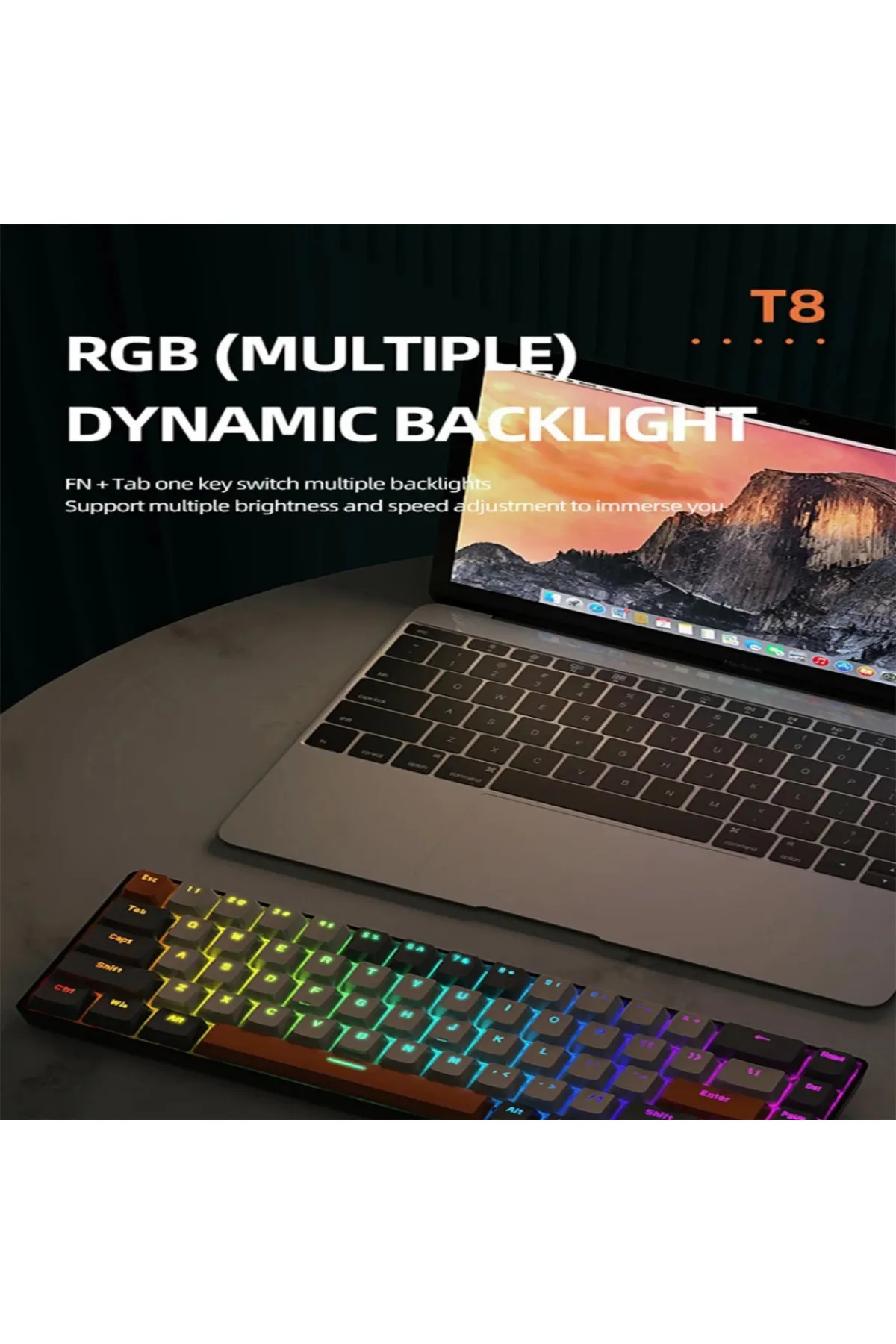 ZIYOULANG T8 Rgb Blue Switch Mini 68 Tuşlu Hot Swapp Oyuncu Klavyesi Gamer Ultra-Durable Mod