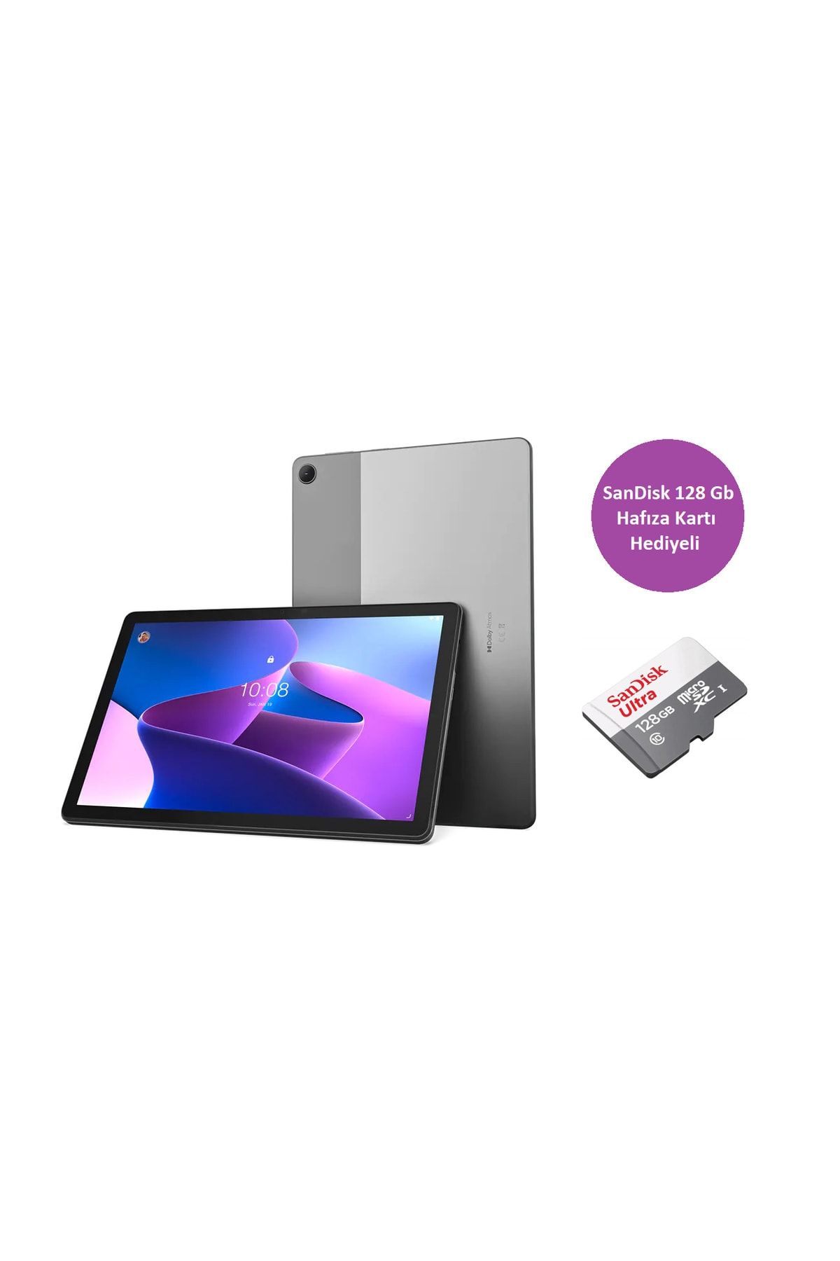 Lenovo Tab M10 (3RD GEN) 4gb 64 Gb Depolama 10,1" Wuxga Tablet Zaag0003tr Sandisk 128gb Hafıza Kartı